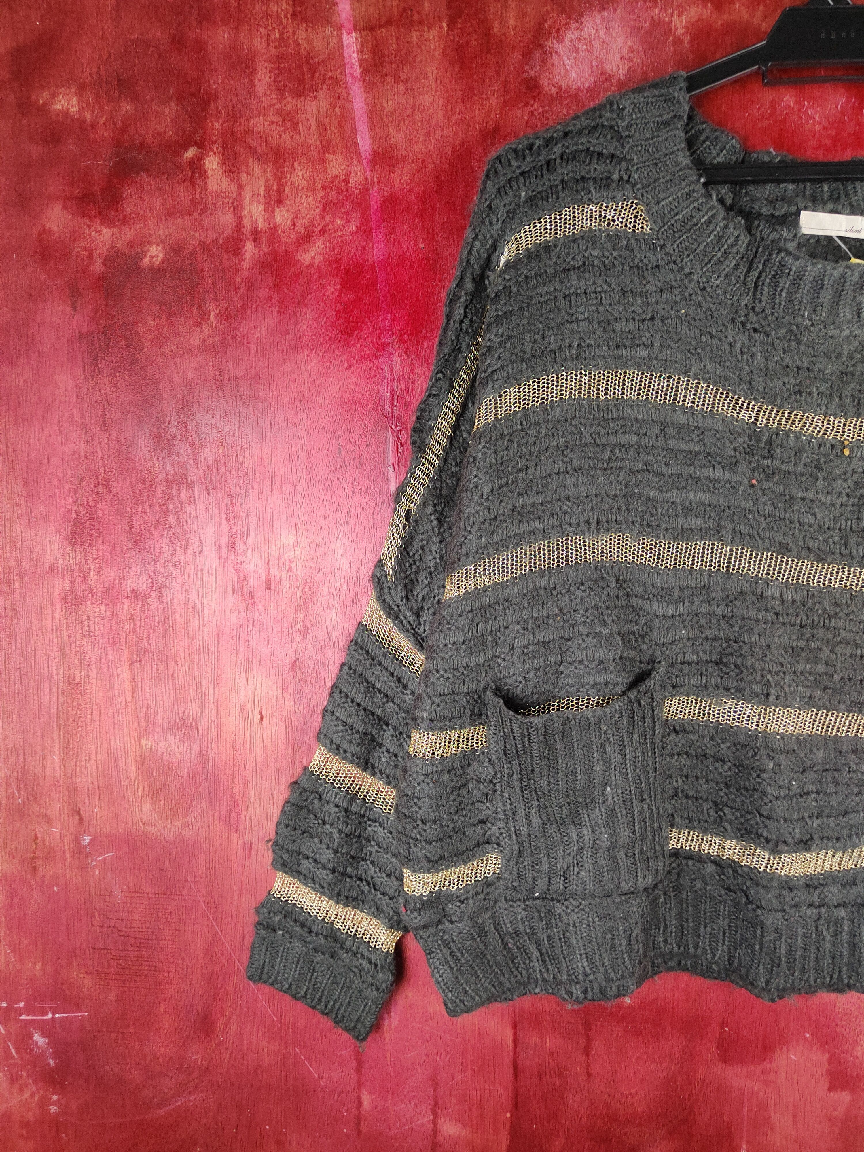 Homespun Knitwear × Japanese Brand × Vintage Baggie Silent Worth Dark Gray Knitwear Sweatshirts #S2372 Size L / US 10 / IT 46 - 3 Thumbnail
