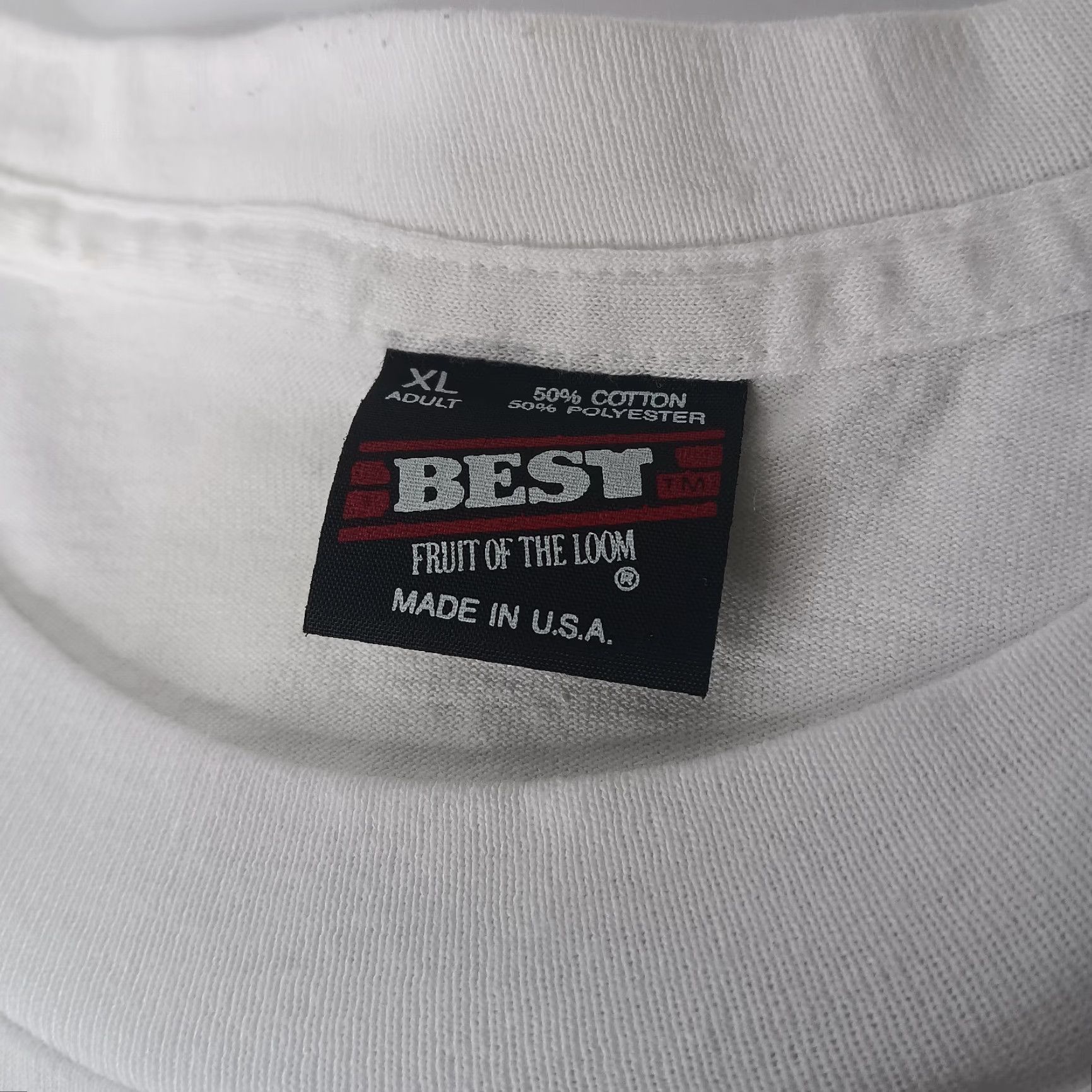 Fruit Of The Loom VINTAGE Fruit of the Loom BEST Cheerleading Shirt XL White STAFF Single Stitch 1990s United States Cheering Cheerleader Cheer Sports Size US XL / EU 56 / 4 - 4 Thumbnail