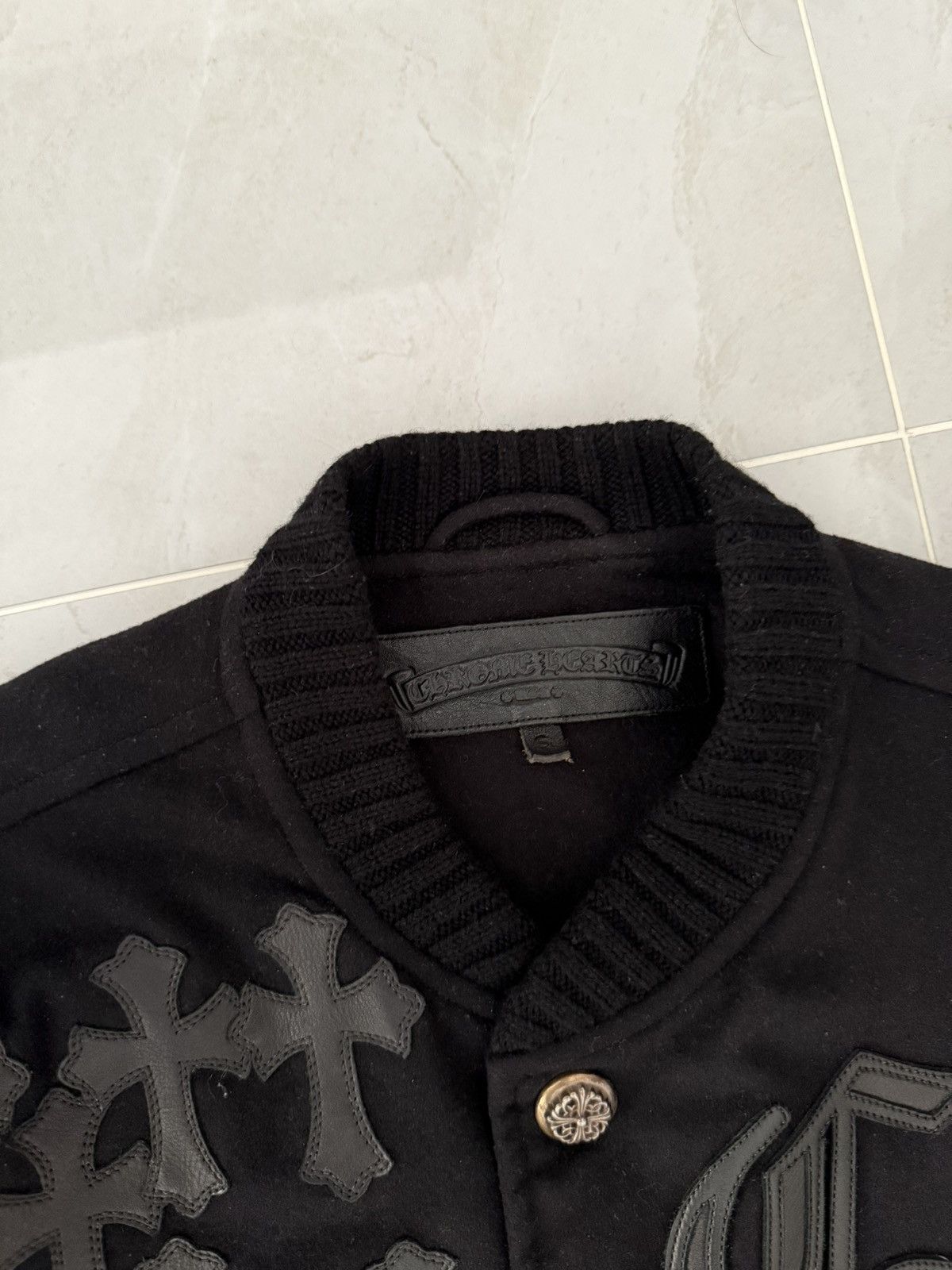 Chrome Hearts *RARE* Chrome Hearts Leather Patched Varisity Jacket Sz. M Size US M / EU 48-50 / 2 - 5 Thumbnail