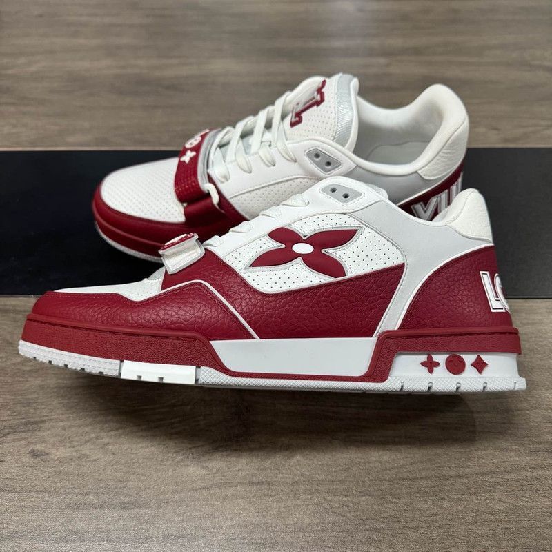 Louis Vuitton Louis Vuitton Red Leather Floral Low-Top Sneakers -2508 Size US 9.5 / EU 42-43 - 6 Thumbnail