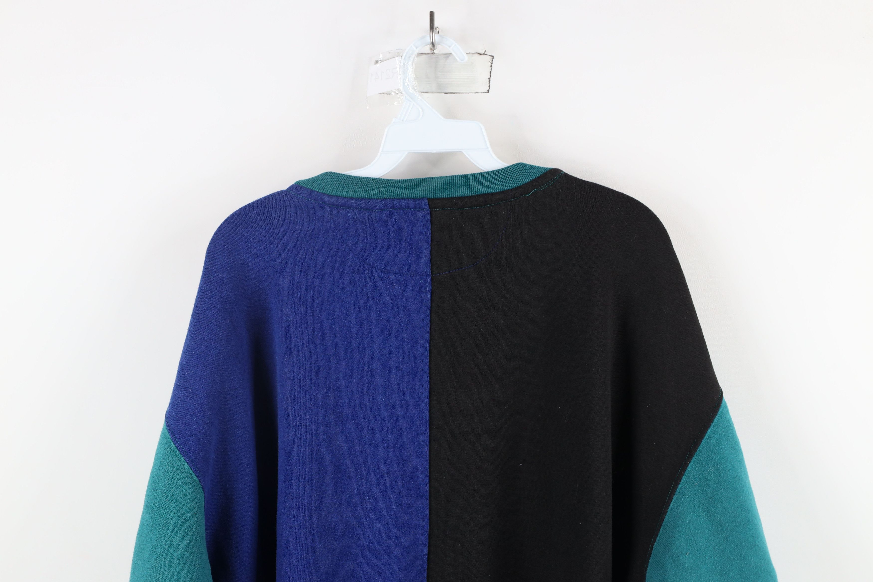 Vintage Vintage 90s Streetwear Block Cut N Sew Crewneck Sweatshirt Size US XL / EU 56 / 4 - 11 Thumbnail