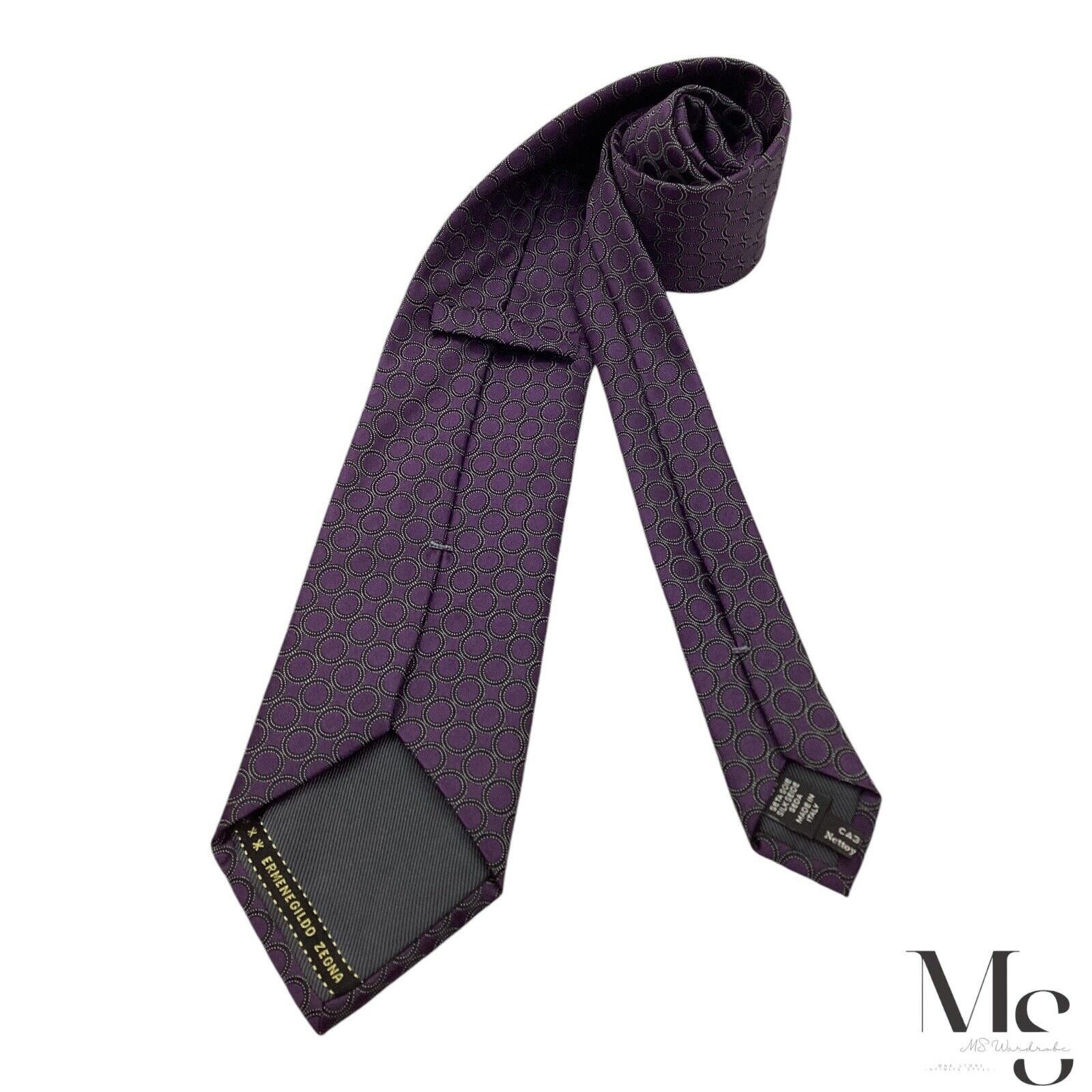 Ermenegildo Zegna Ermenegildo Zegna Purple Geometric Silk Tie Made In Italy W: Size ONE SIZE - 2 Thumbnail