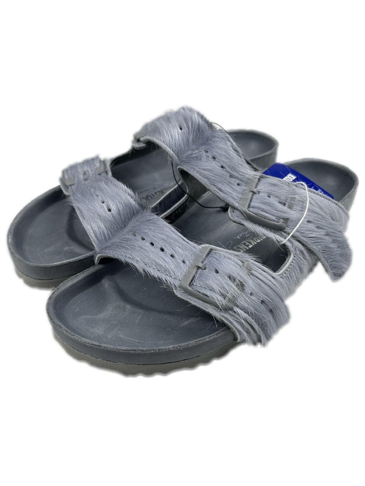 image of Pony Hair Fur Arizona Birkenstock Sandals in Grey, Men's (Size 9)