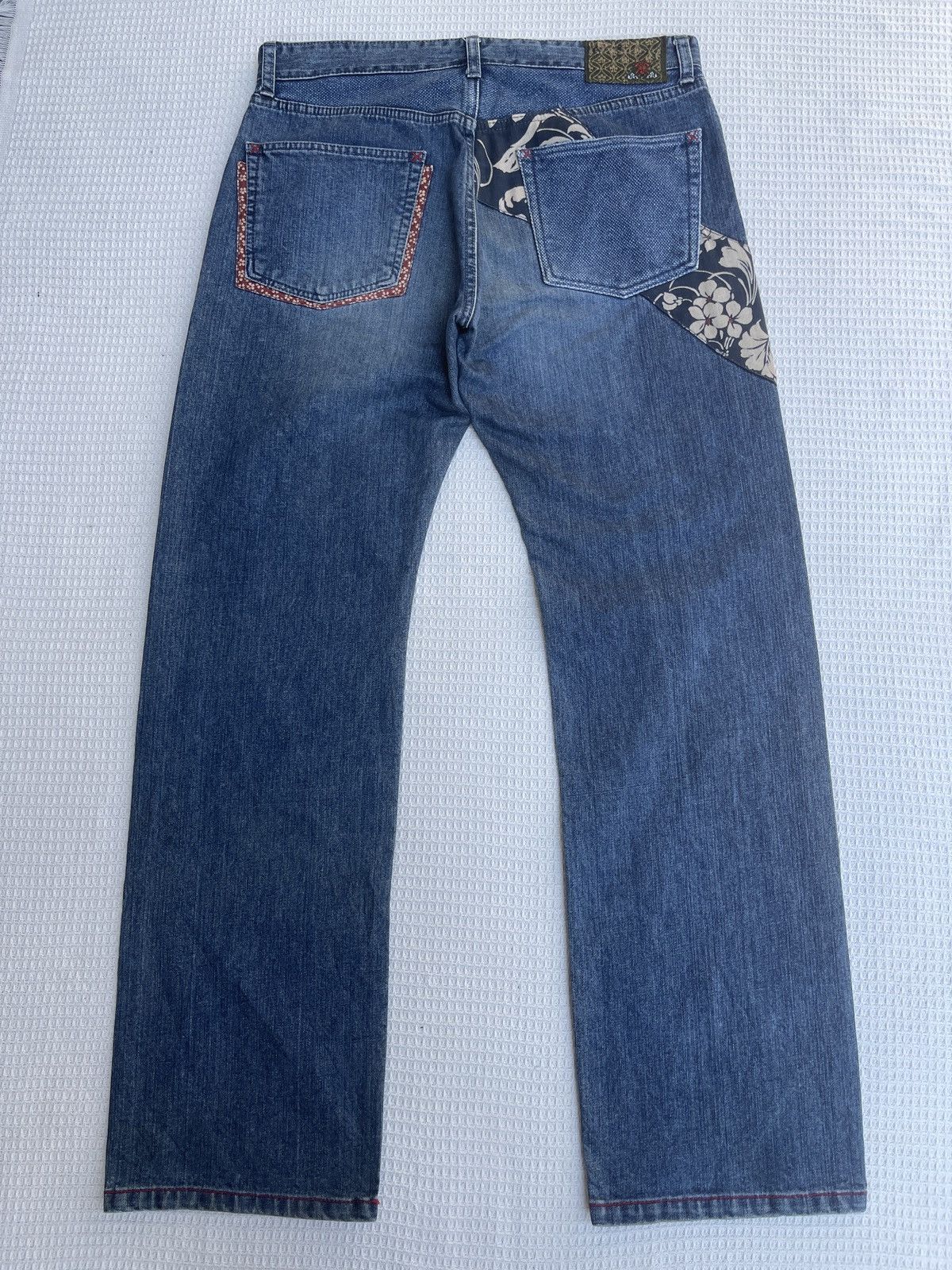 Karakuri Tamashii Last🔥Vtg Japan Brand Eternal Patchwork Jeans Karakuri Style Size US 34 / EU 50 - 3 Thumbnail