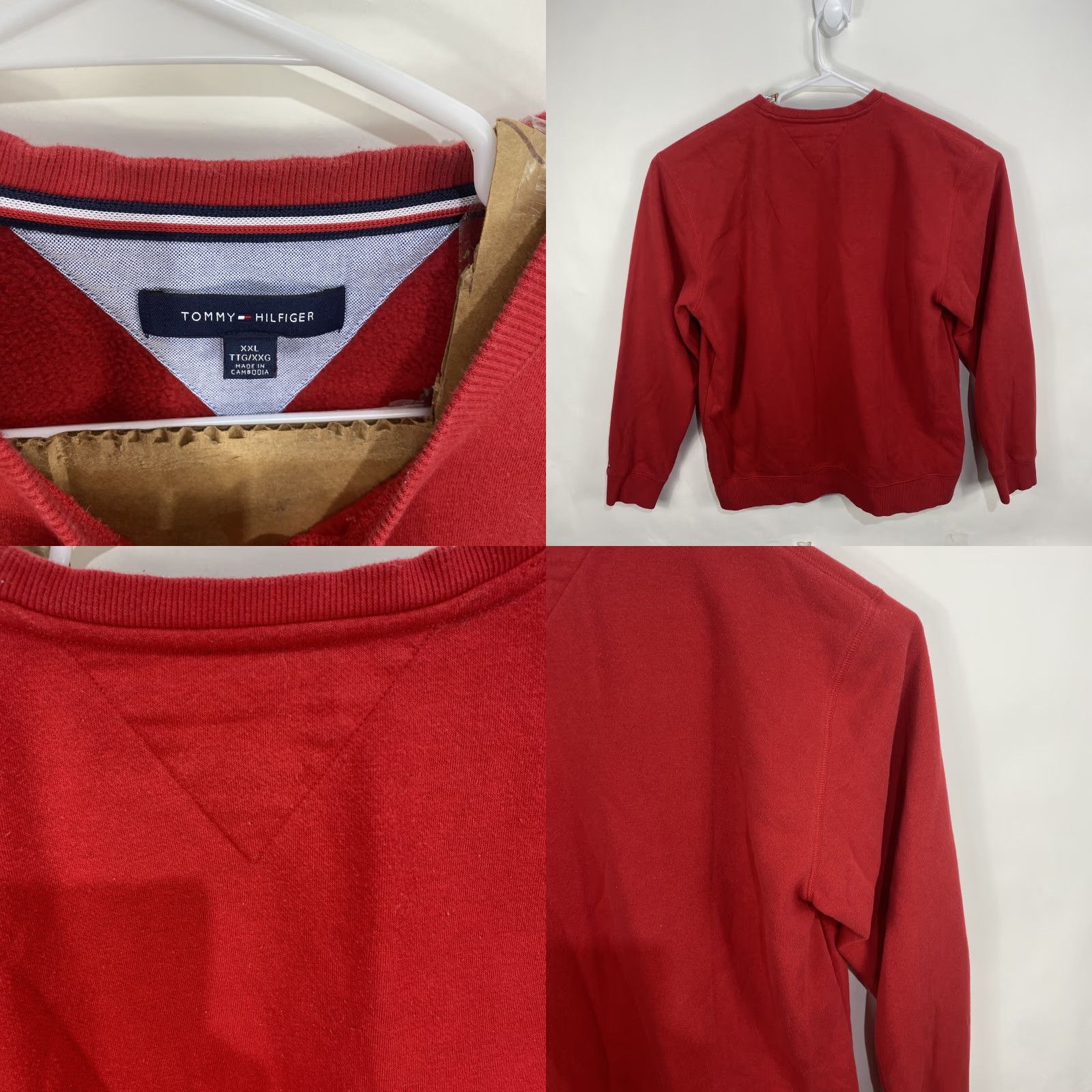 Tommy Hilfiger VINTAGE Tommy Hilfiger Sweatshirt Pullover Crewneck 2XL Red Spellout Mens Regular XXL Knit Cotton Blend Polyester Logo 90s Winter Fall Spring Size US XXL / EU 58 / 5 - 8 Thumbnail