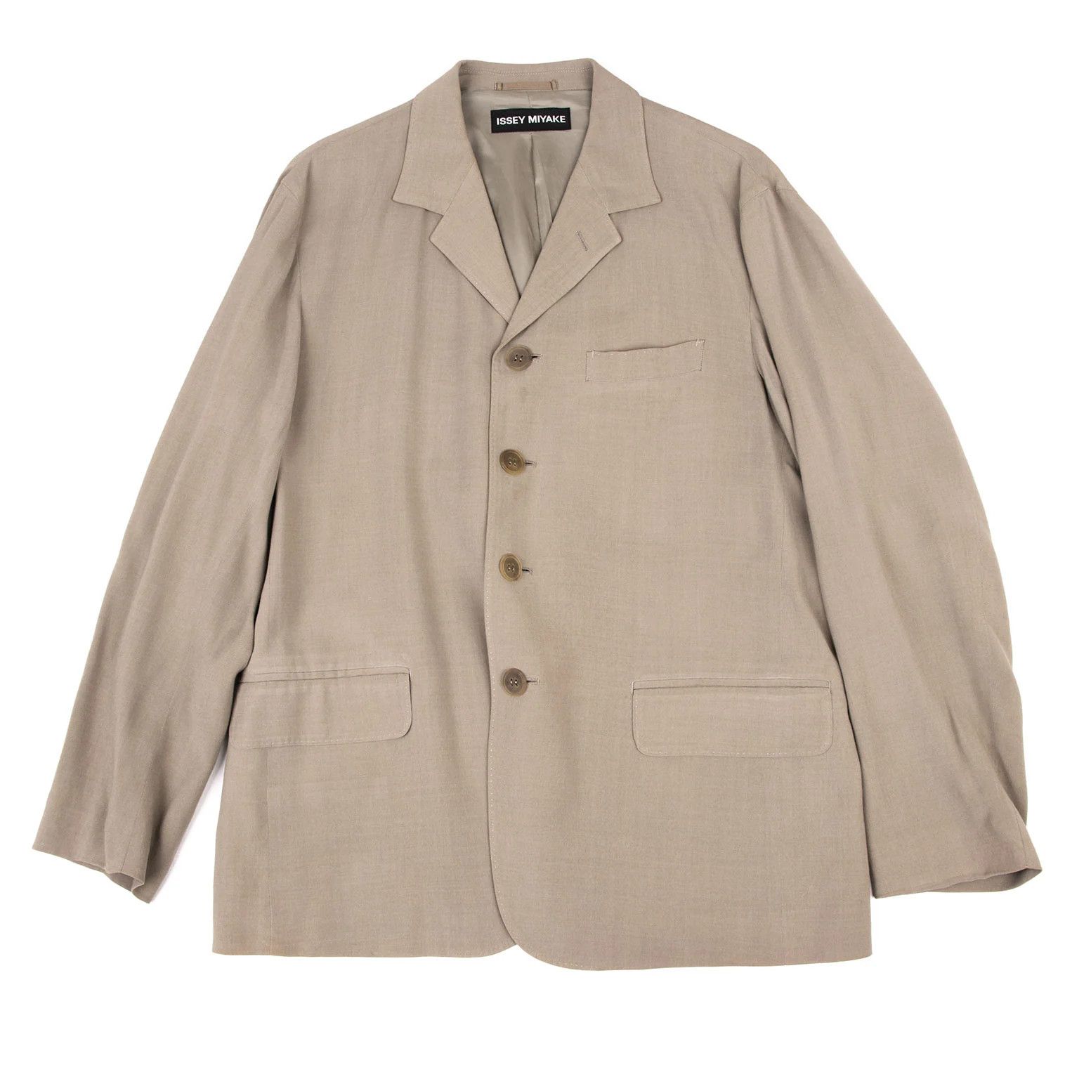 Issey Miyake Rayon Silk Flap Pocket Jacket in Beige Size US M / EU 48-50 / 2 - 1 Thumbnail