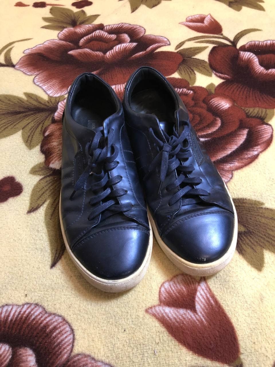 Dolce & Gabbana Dolce Gabbana Designer Navy Blue leather Lace Up Trainers Size US 8 / EU 41 - 1 Thumbnail
