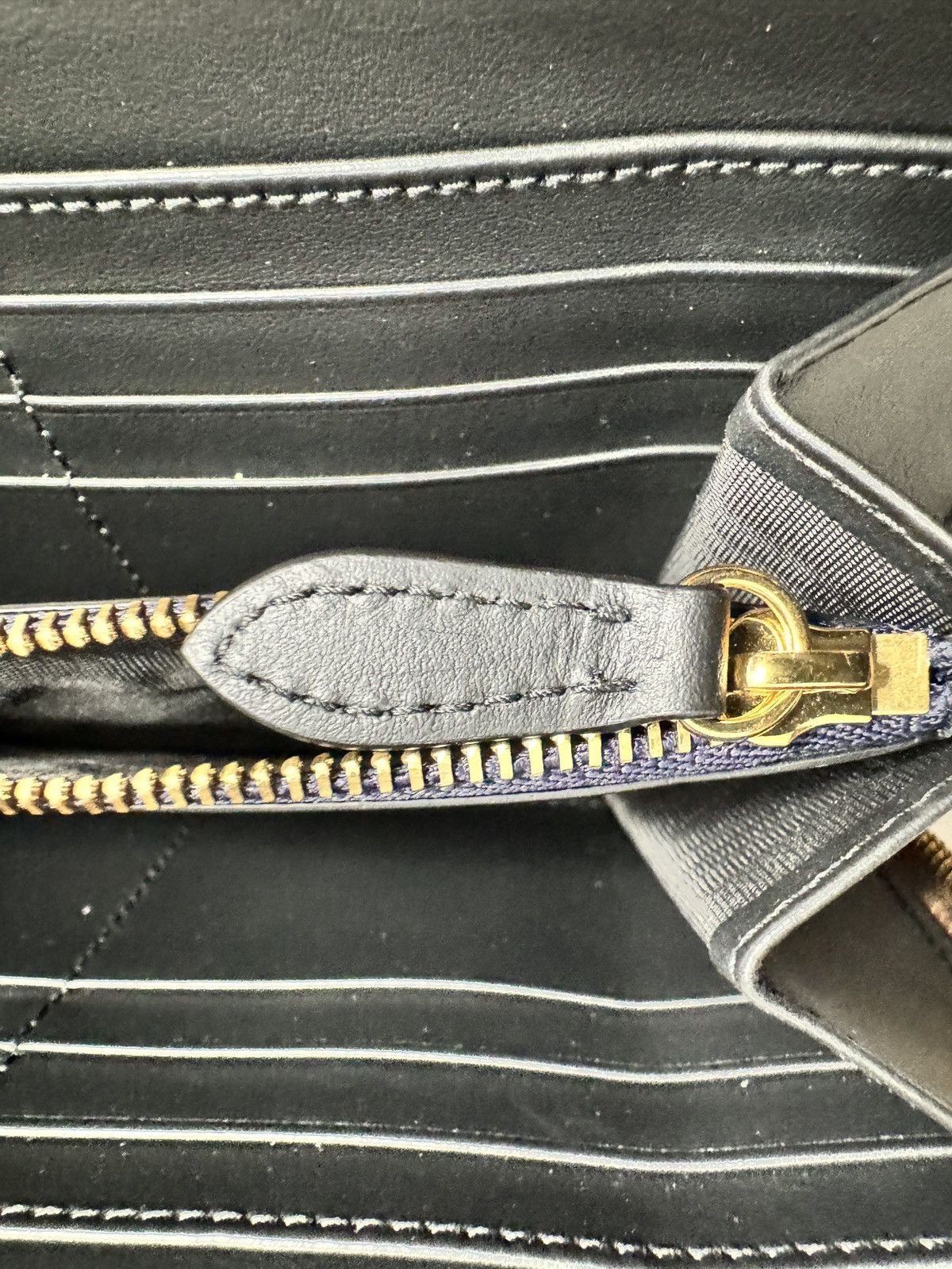 Burberry Burberry Large Check Zip Around Leather Wallet Dark Blue Size ONE SIZE - 14 Thumbnail