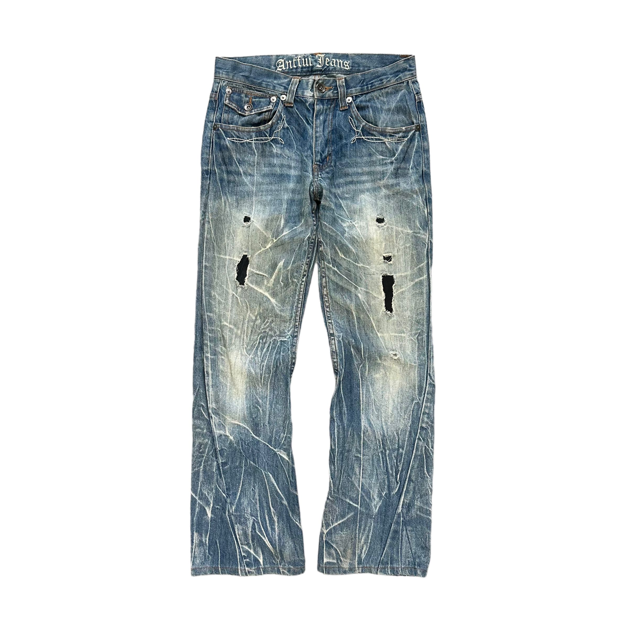 image of Artful Dodger x Distressed Denim Antful Jeans Twisted Flare Denim Pant 8510-012, Men's (Size 31)