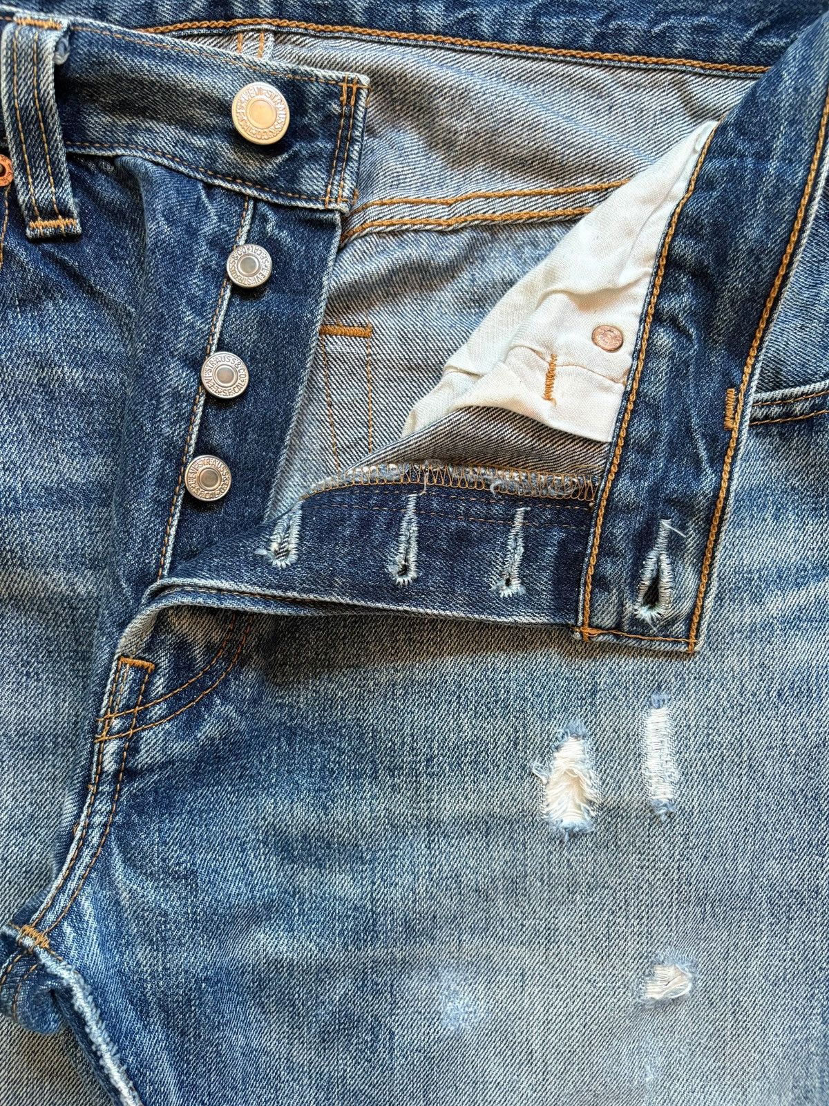 Levi's Vintage 90s Levis 501 Mud Wash Distressed Loose Jeans Size US 32 / EU 48 - 3 Thumbnail