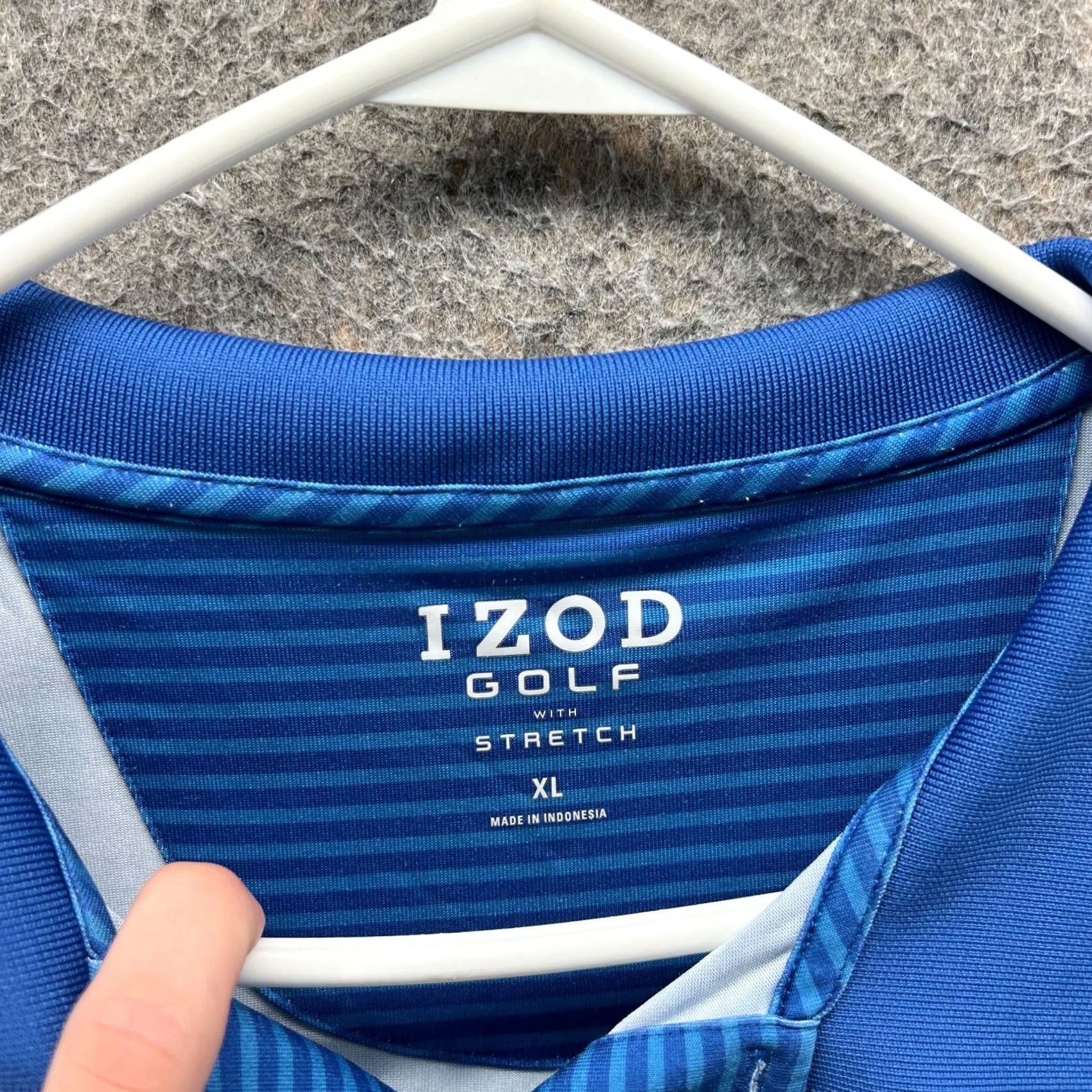 Izod IZOD Polo Shirt Mens XL Blue Striped Preppy Golf Polo Shirt Short Sleeve Regular Fit Size US XL / EU 56 / 4 - 7 Thumbnail