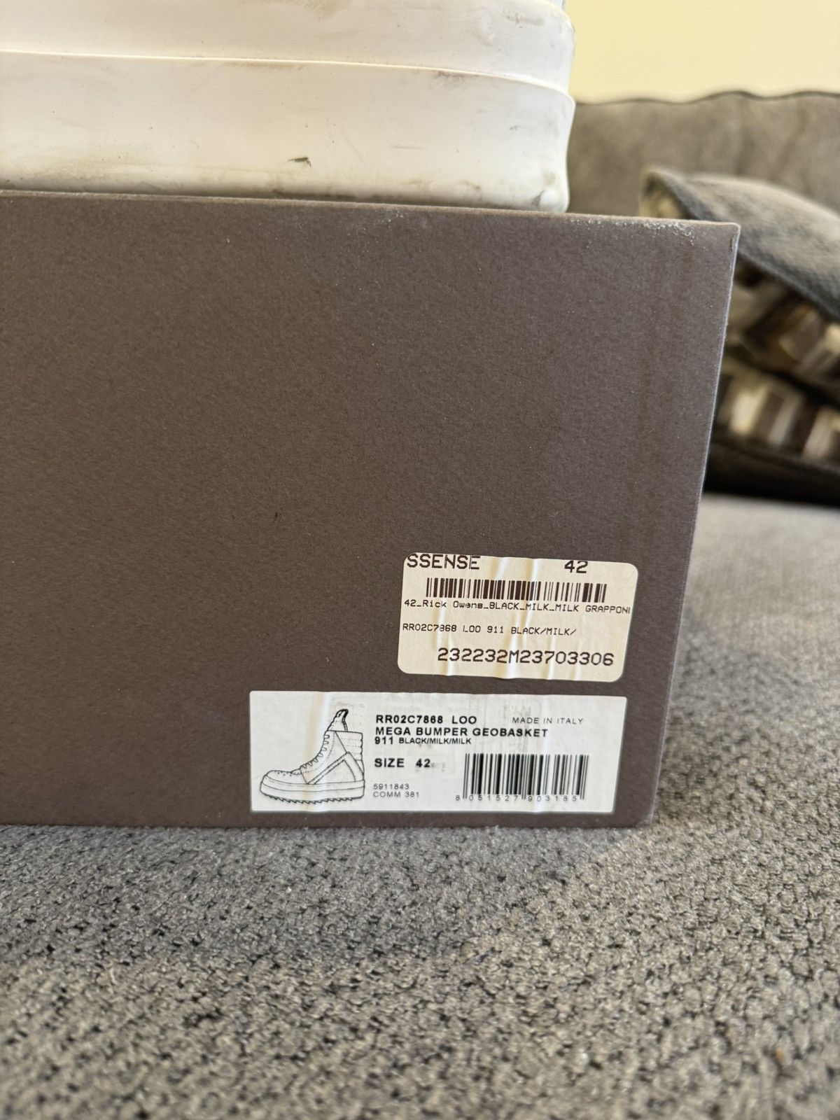 Rick Owens Rick Owens Geobasket Black/Milk Mega Bumper Leather Sneakers Size US 9 / EU 42 - 10 Thumbnail