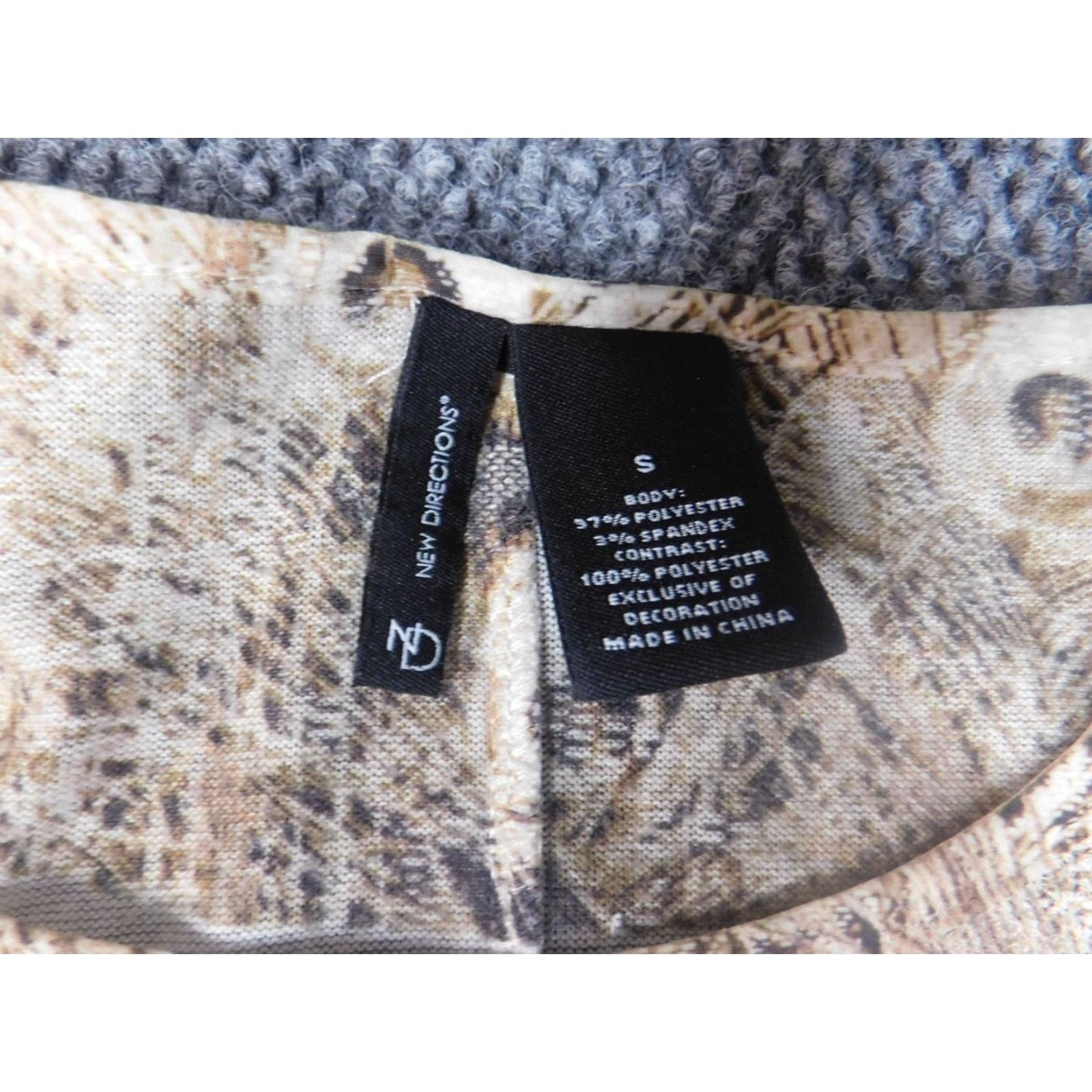 Vintage New Directions Blouse Shirt Womens Small Beige Floral Round Neck Long Sleeve Pullover Stretch Regular Casual Tee Size S / US 4 / IT 40 - 5 Thumbnail