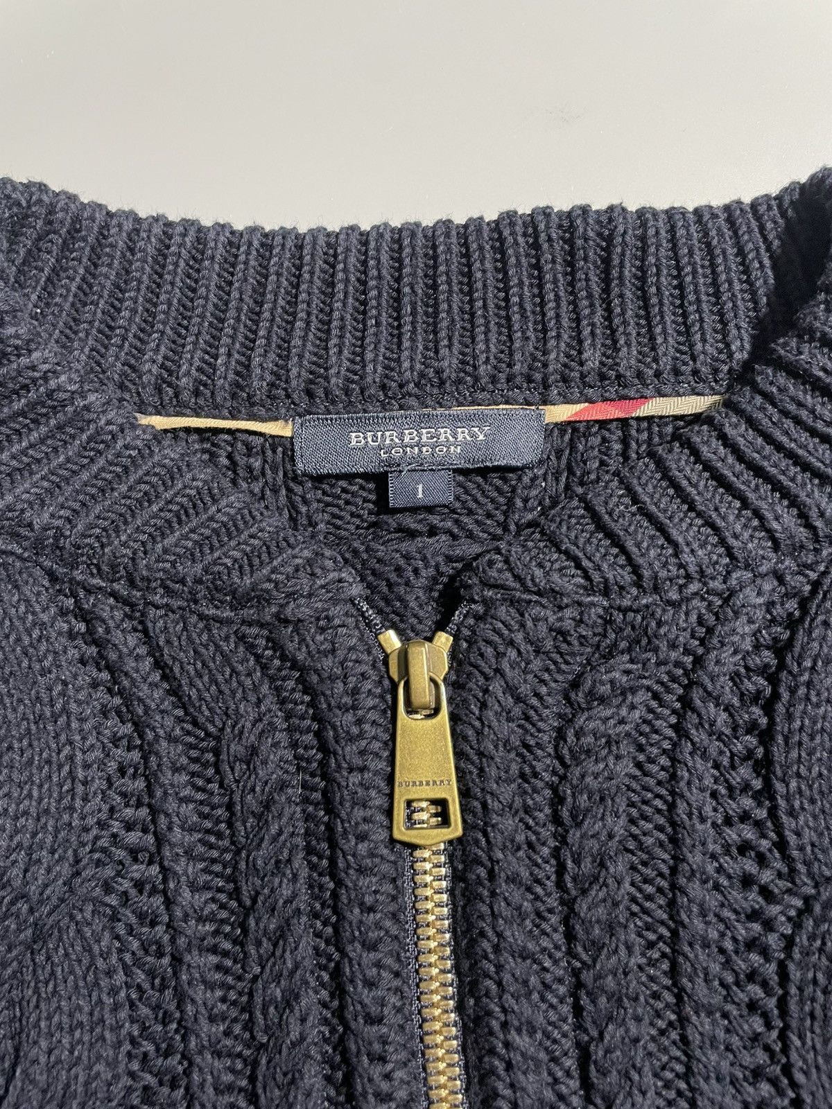 Burberry Burberry Cable Knit Zip Up Cardigan - Navy Size S / US 4 / IT 40 - 3 Thumbnail