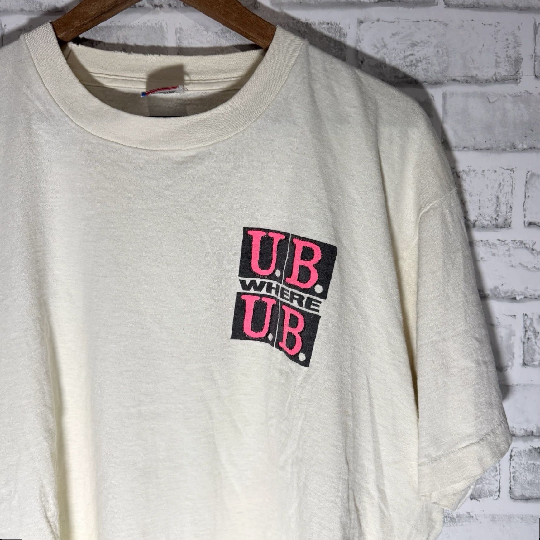 Vintage VINTAGE Fruit of the Loom 1989 World Graphic Tee Mens XL White USA Single Stitch Size US XL / EU 56 / 4 - 3 Thumbnail