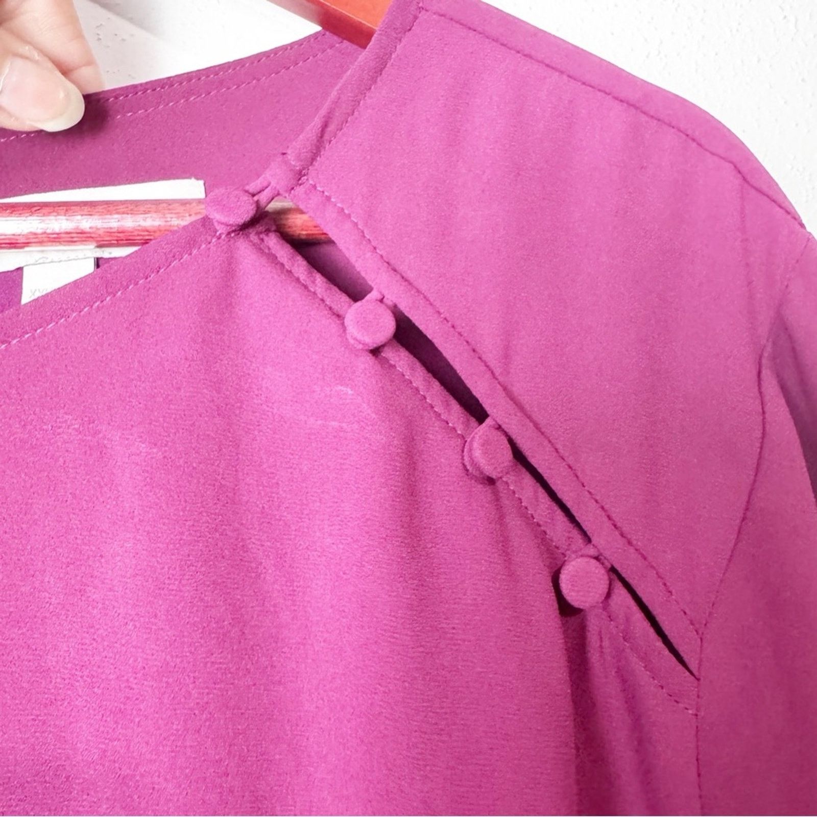 Loft Loft Burgundy Split Button Bodice Popover Blouse Womens XXL Size XXL / US 16-18 / IT 52-54 - 2 Thumbnail