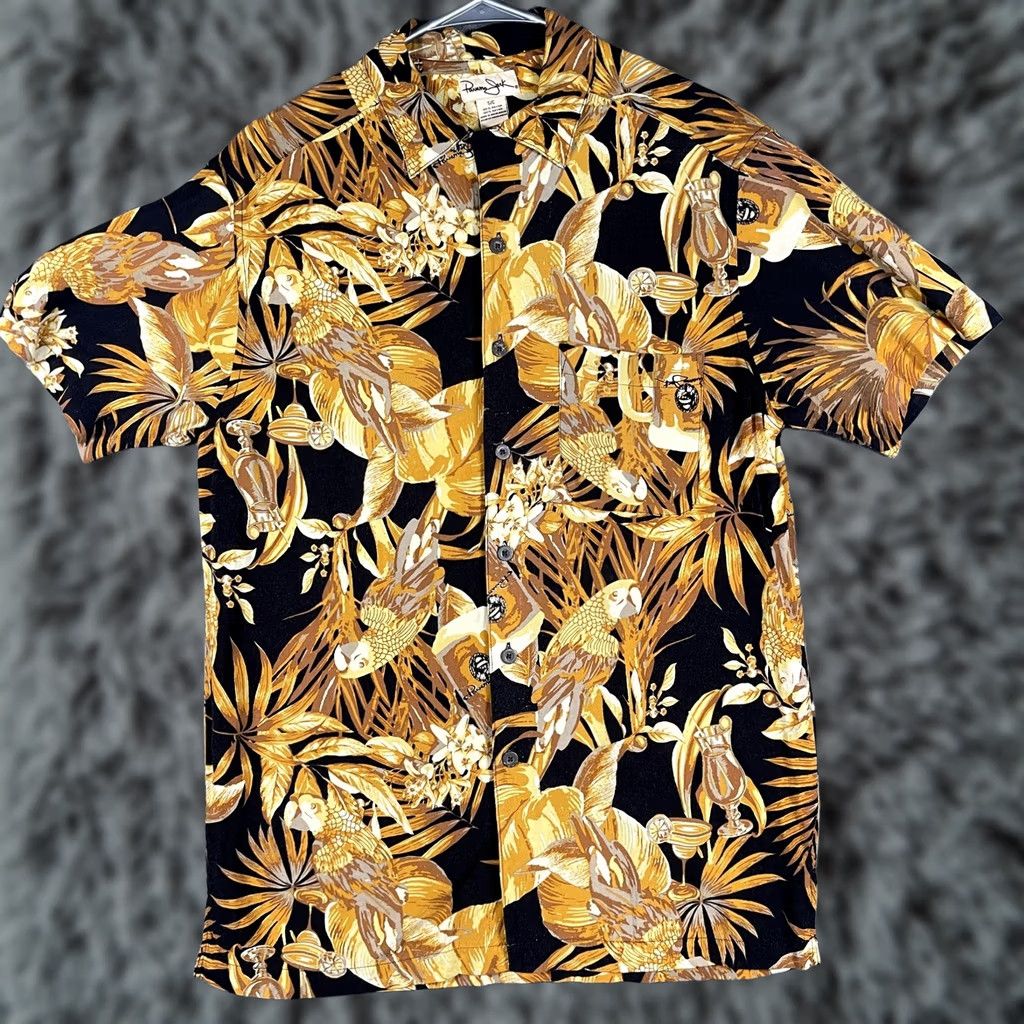 Panama Jack Panama Jack Shirt Mens Small Black Camp Hawaiian Aloha Parrot Tiki Button Front Size US S / EU 44-46 / 1 - 1 Thumbnail