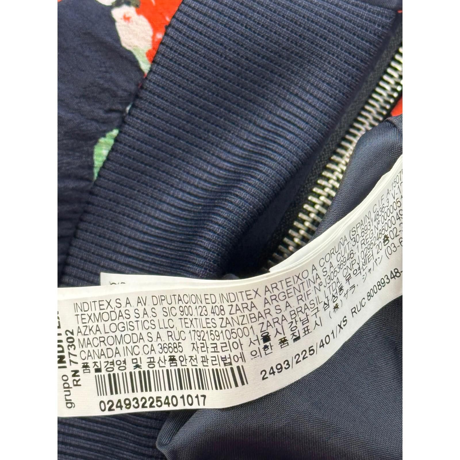 Other Zara Basic Floral Bomber Jacket Size XS Navy Blue Orange Size XS / US 0-2 / IT 36-38 - 8 Thumbnail