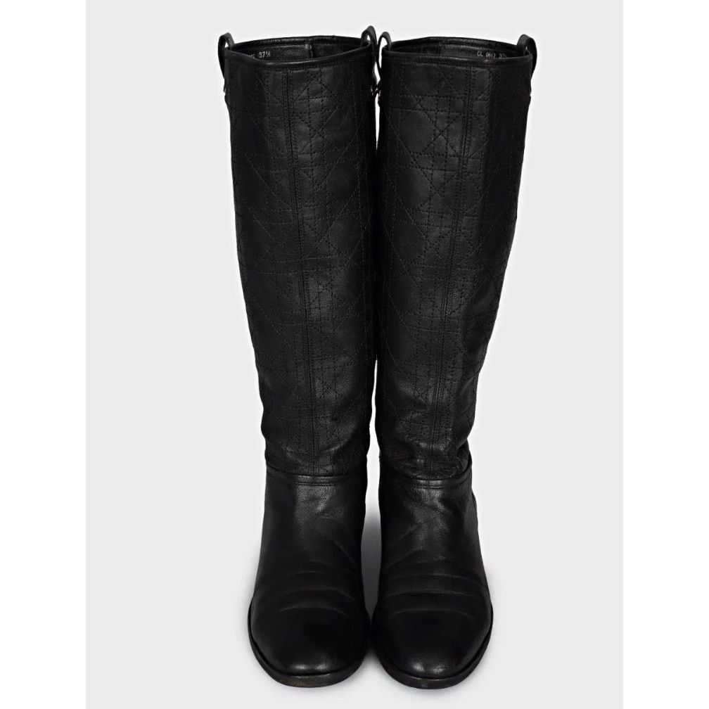 Dior Christian Dior Quilted Flat Boots - Black Leather EU 37.5 Size US 6.5 / IT 36.5 - 2 Thumbnail