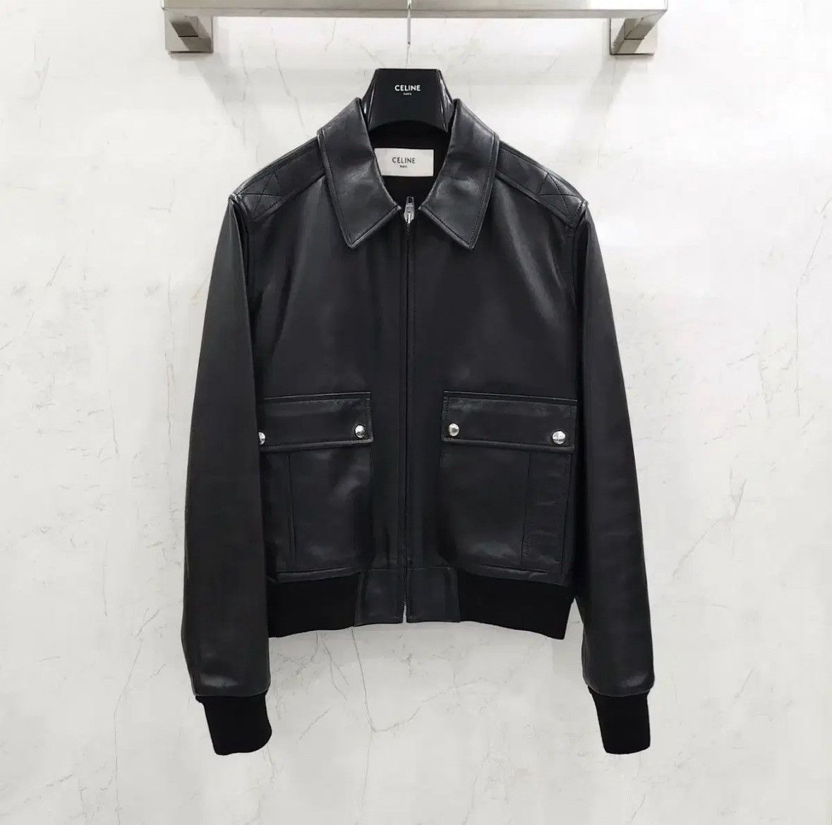 ◆CELINE◆LOOSE AVIATOR BLOUSON JACKET ジャケット CELINE loose aviator blouson jacket in soft lambskin