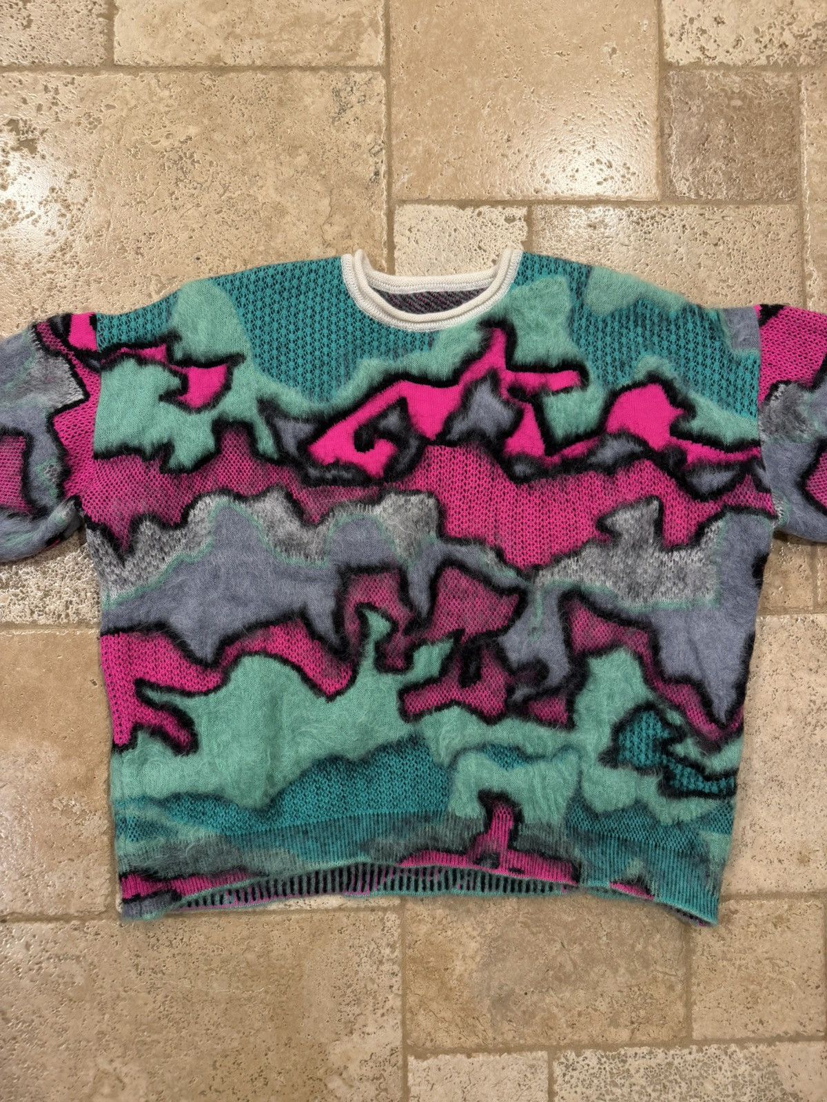 Loewe Loewe Oversized Multi Camo Jacquard-Knit Mohair Crew Sweater Size US S / EU 44-46 / 1 - 6 Thumbnail