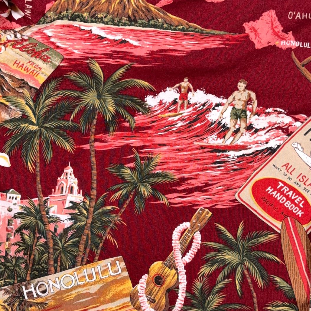 Vintage VINTAGE Hawaii Red Hawaii Shirt Hawaiian 80s Surf Honolulu Hibiscus Hawaii USA Short Sleeve Button-Up Adult Large Size US L / EU 52-54 / 3 - 5 Thumbnail