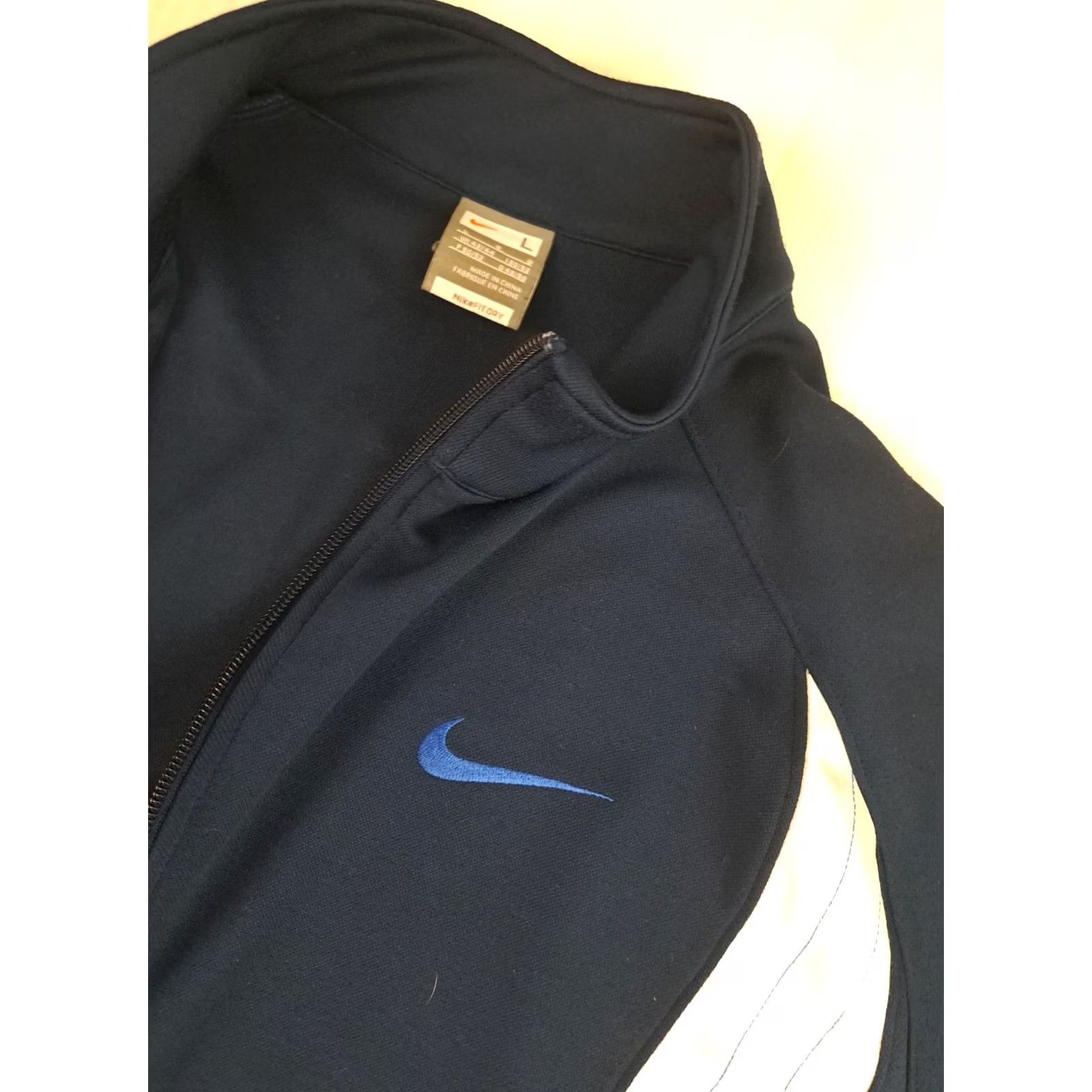 Nike VINTAGE Nike Dri-Fit Full Zip Pin Striped Track Jacket Large Unlocks 90s Windbreaker Blue Nike Mens/Womens? Size US L / EU 52-54 / 3 - 4 Thumbnail