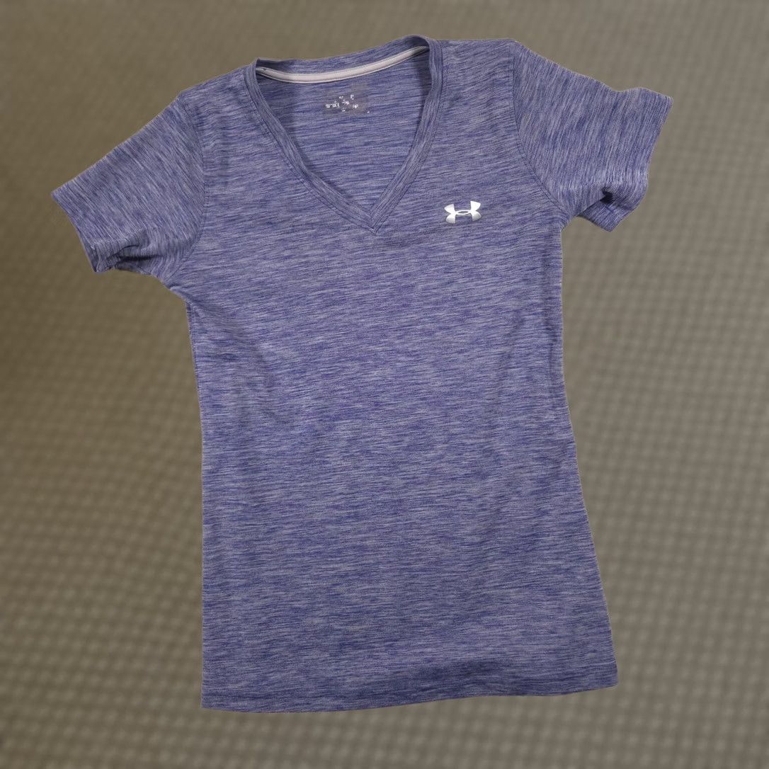 Under Armour Under Armour Shirt Womens Small Blue V Neck Short Sleeve Athletic Top Running & Gym Training Size S / US 4 / IT 40 - 1 Thumbnail