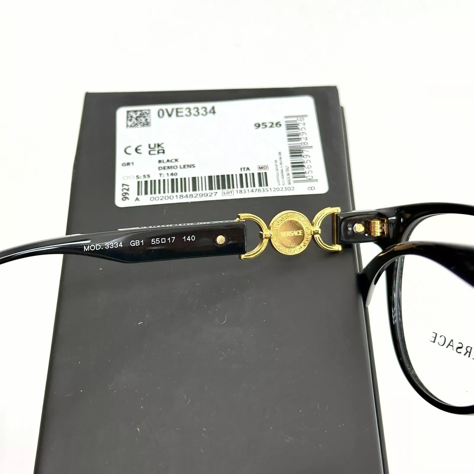 Versace VERSACE Medusa logo Buckle VE3334 Black Gold Eyeglass 3334 Size ONE SIZE - 4 Thumbnail