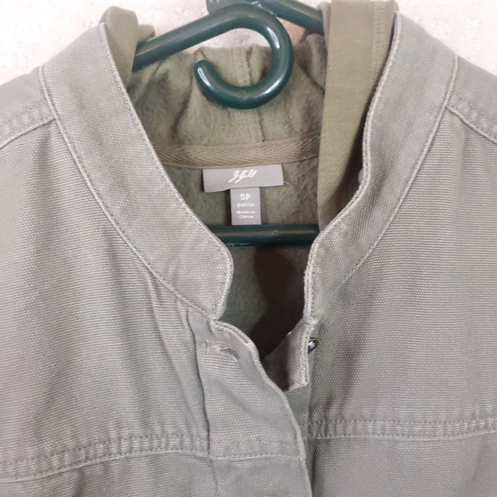 J. Jill J Jill Jacket Petite Short Army Green Canvas Inner Liner Hoodie Pockets Button Closure 2-in-1 Vintage? No, Not Vintage Size S / US 4 / IT 40 - 6 Thumbnail