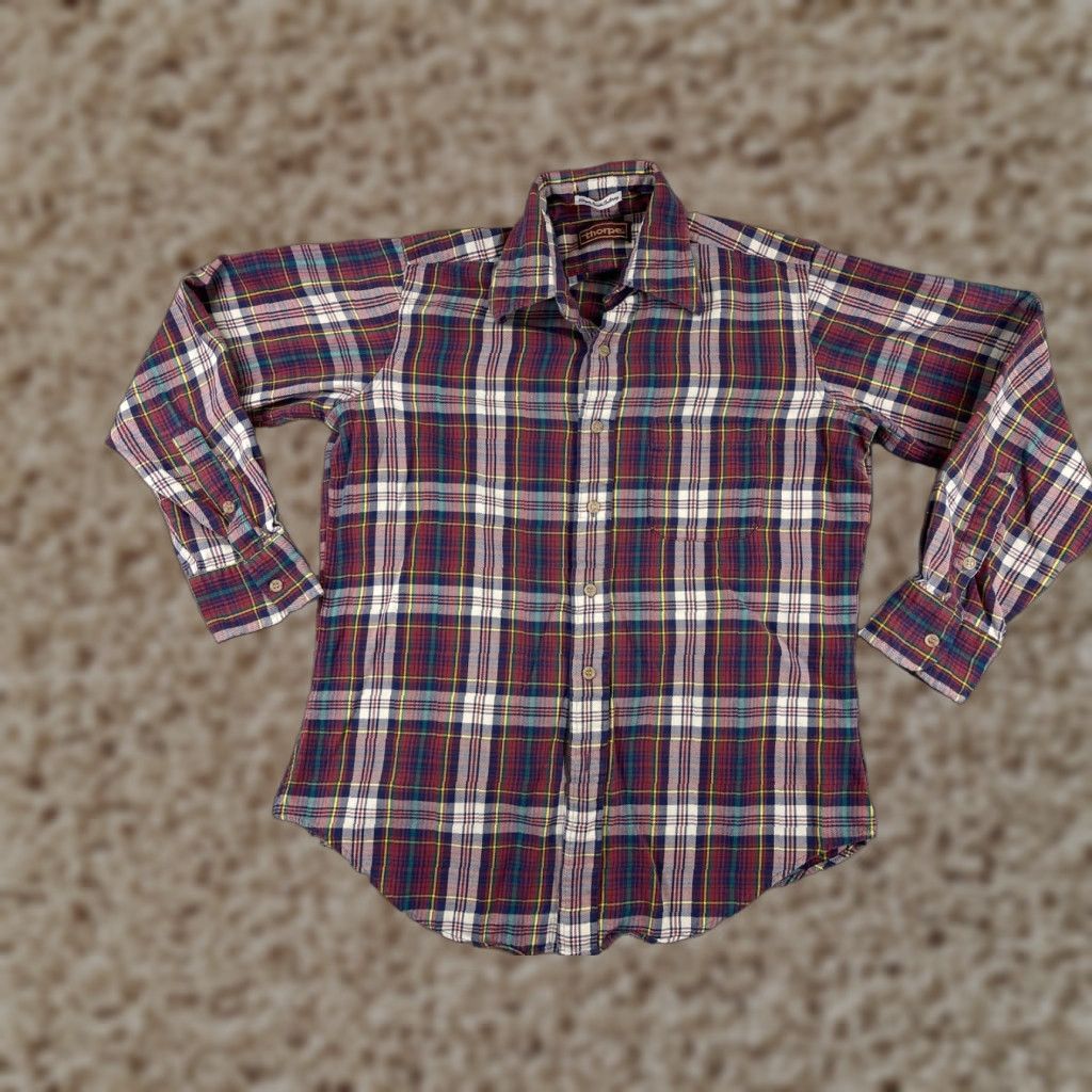 Vintage VINTAGE Thorpe Shirt Mens Medium Red Plaid 100% Cotton Flannel Button-Up with Pockets - Casual Workwear Mens M Red Plaid Shirt Size US M / EU 48-50 / 2 - 1 Thumbnail