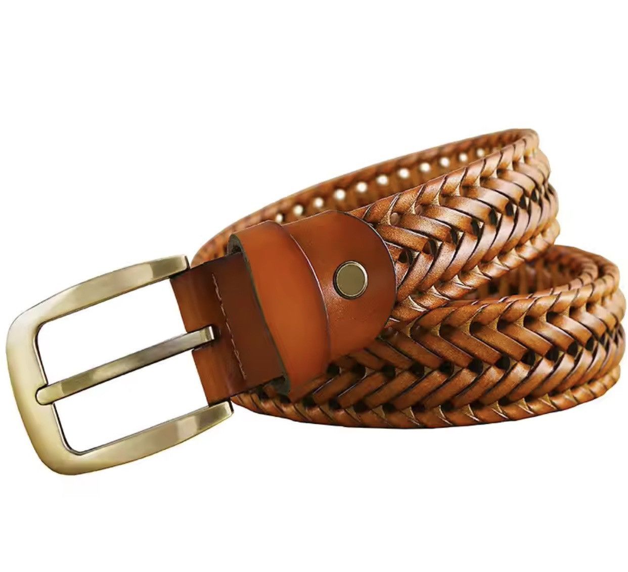 Leather × Vintage Braided belt cow skin with faux leather waist strap Size ONE SIZE - 5 Thumbnail