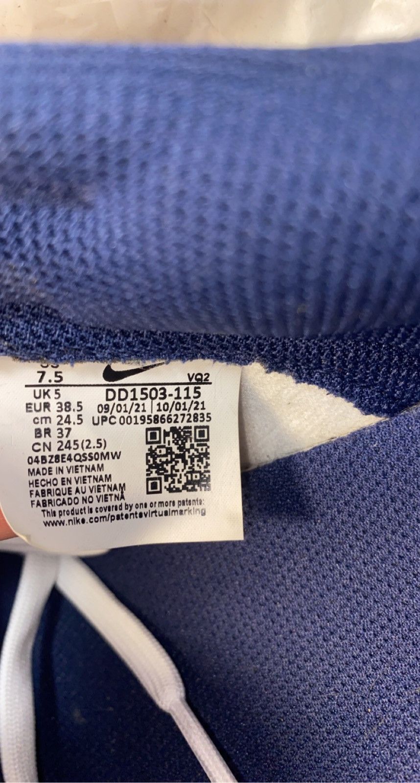 Nike Dunk Low White/BlueNavy Size US 6 / EU 39 - 3 Thumbnail