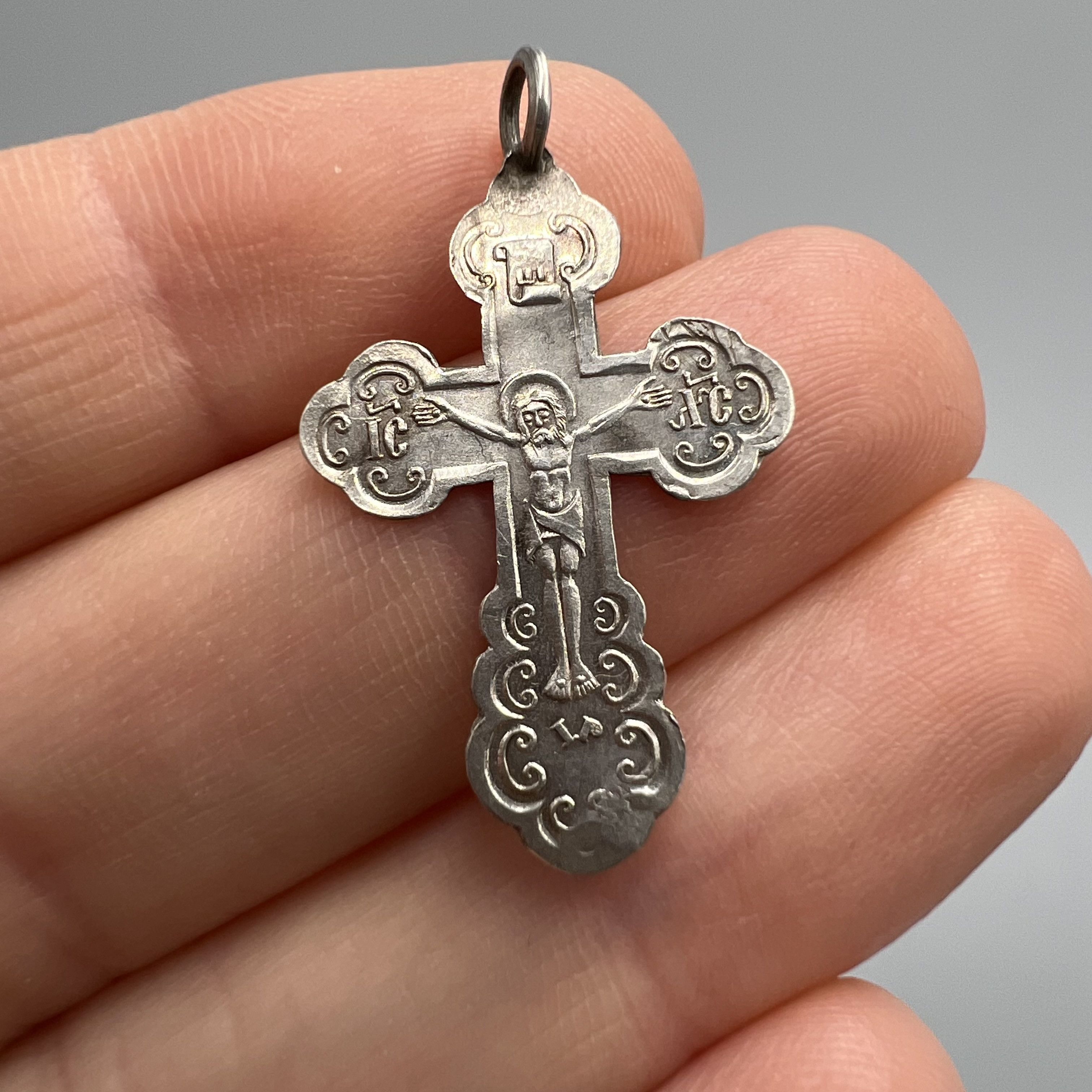 Vintage Vintage Pendant Cross Antique Silver 84 Prayer 0.78g Size ONE SIZE - 4 Thumbnail