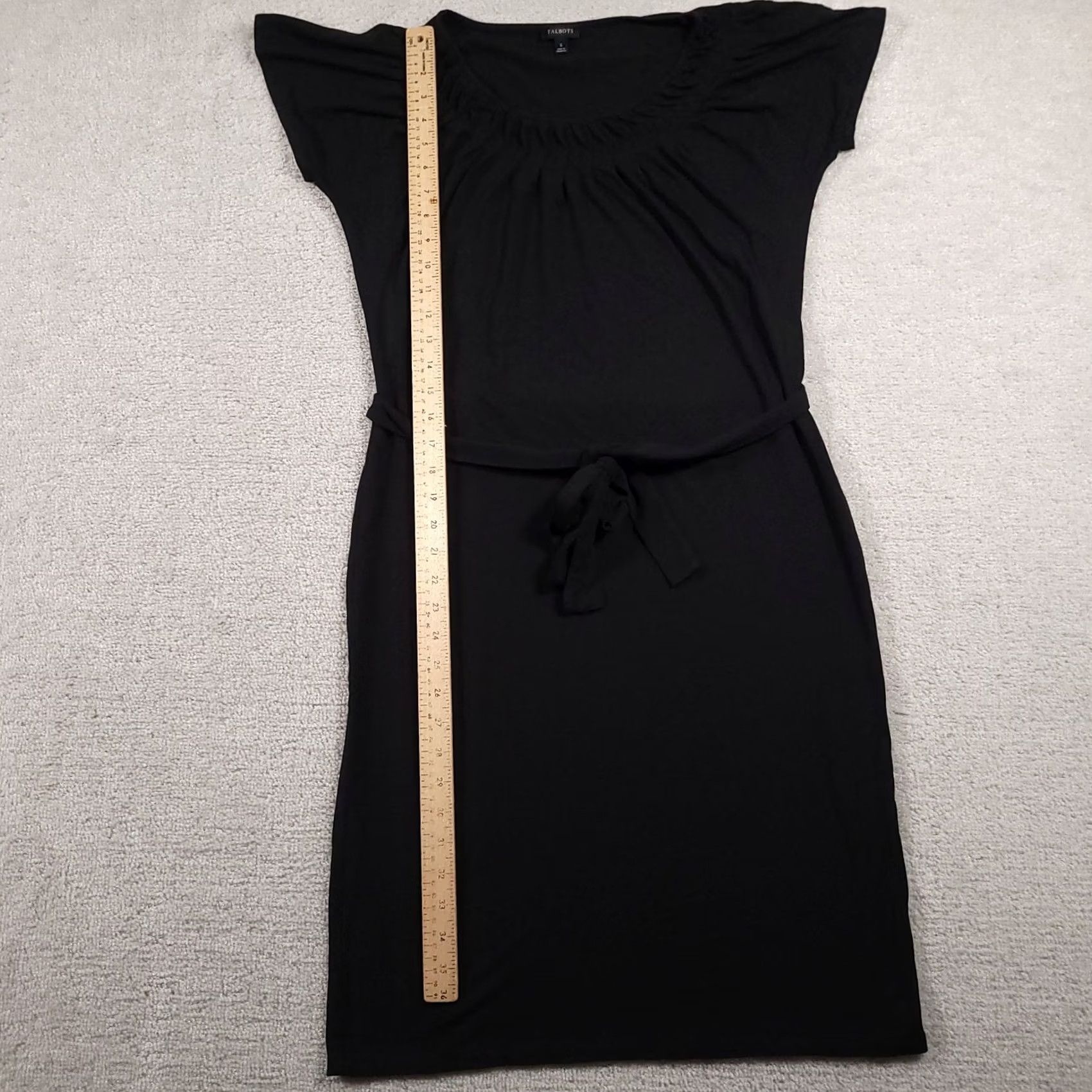Talbots Talbots Dress Womens Small Black Short Sleeve Belted Knee Length Rayon Spandex Casual Workwear Travel Size 28" / US 6 / IT 42 - 7 Thumbnail