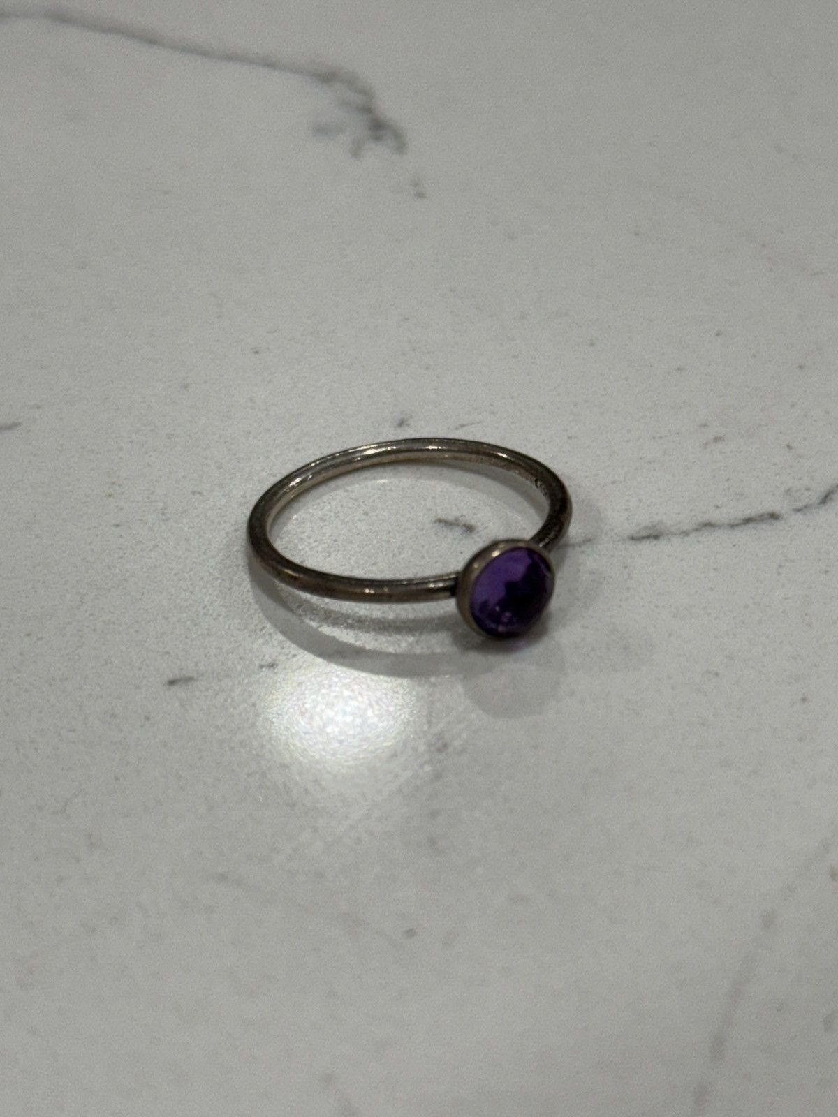 pandora RETIRED Pandora 925 Amethyst Feb Birthstone Ring Size ONE SIZE - 3 Thumbnail