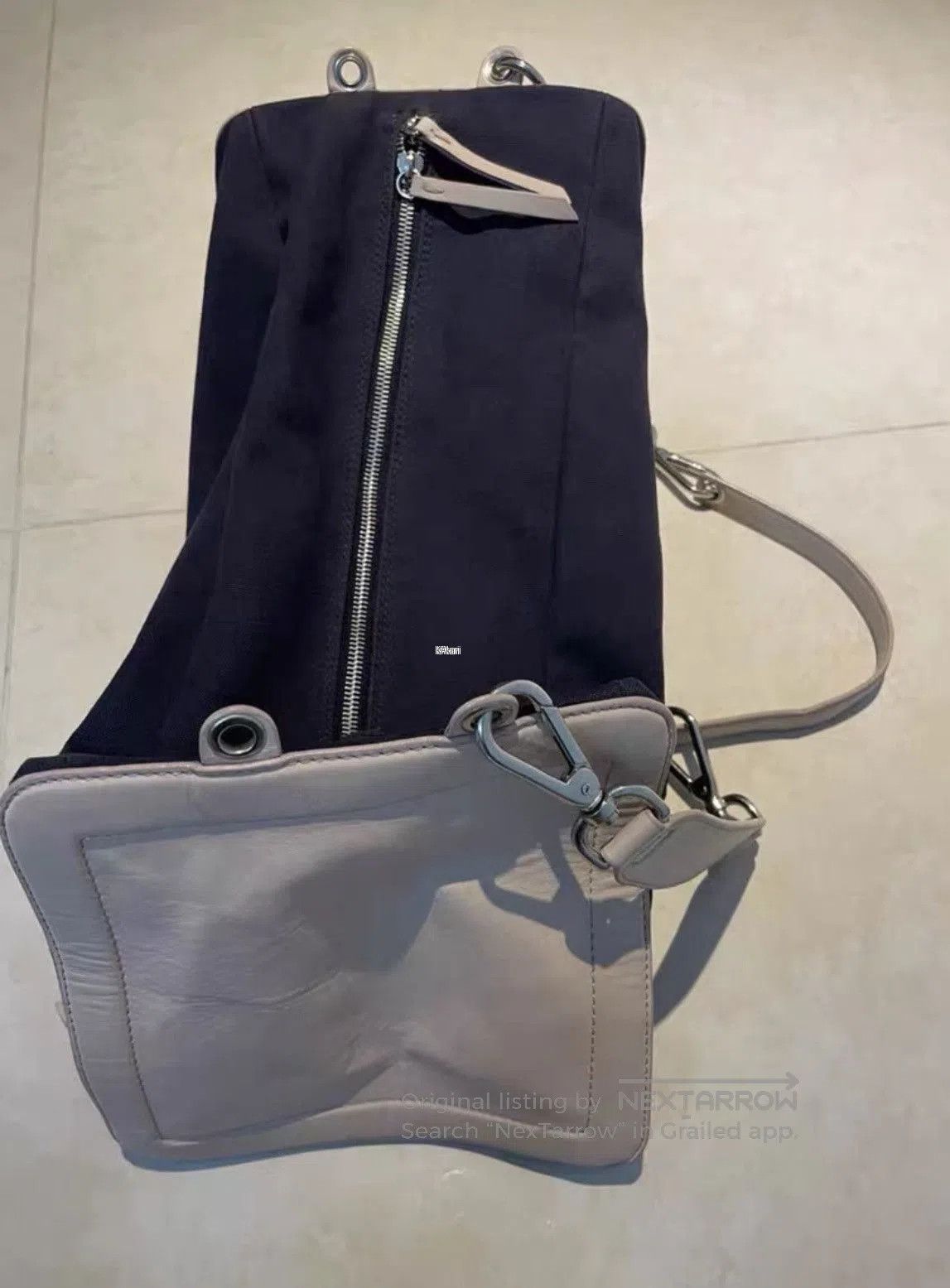 Maison Margiela Blue Canvas Shoulder Bag with Leather Straps. Size ONE SIZE - 3 Thumbnail