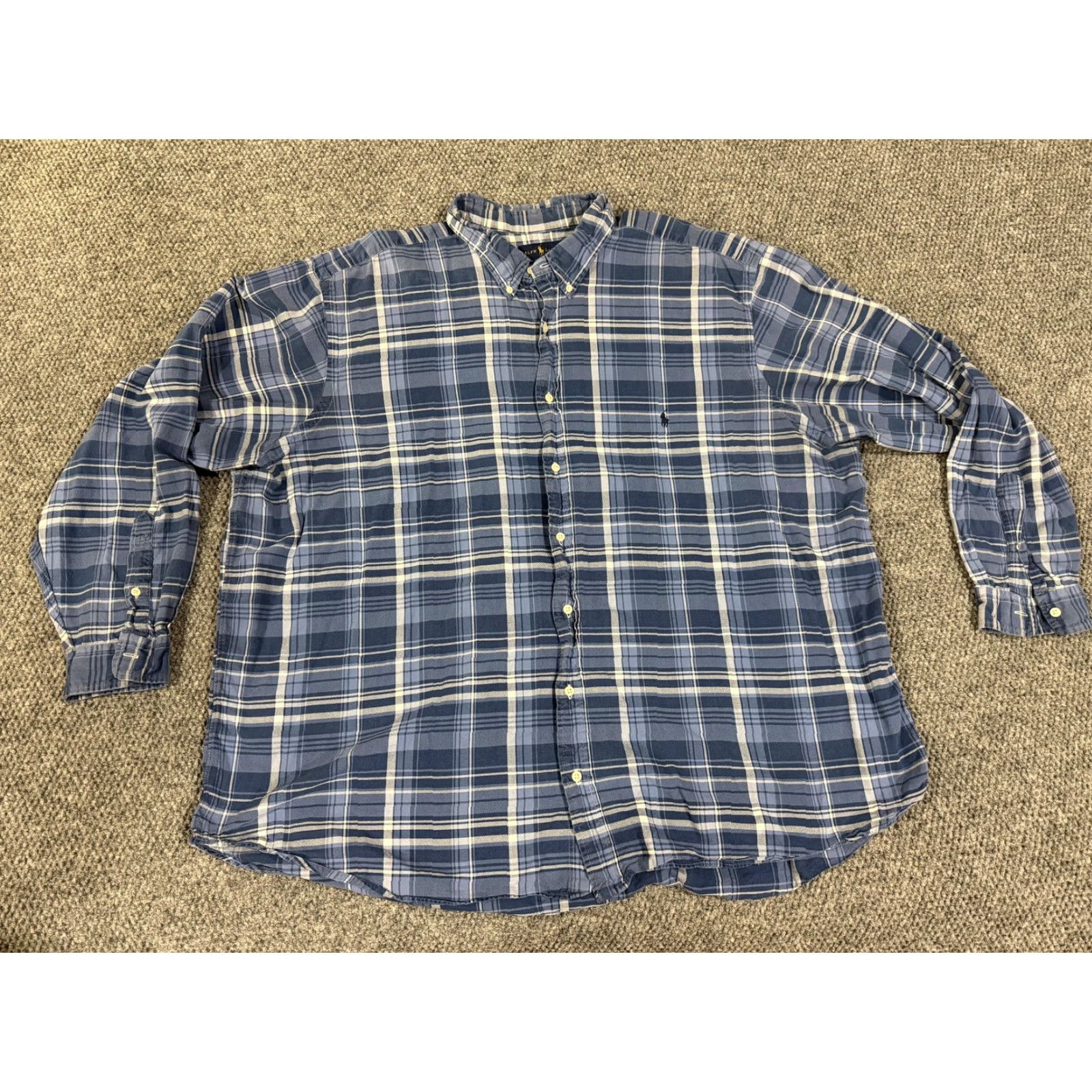 Ralph Lauren Ralph Lauren Shirt Mens 4XB Big Big & Tall Indigo Plaid Blue Oxford Button Down Casual Size US XXL / EU 58 / 5 - 2 Thumbnail