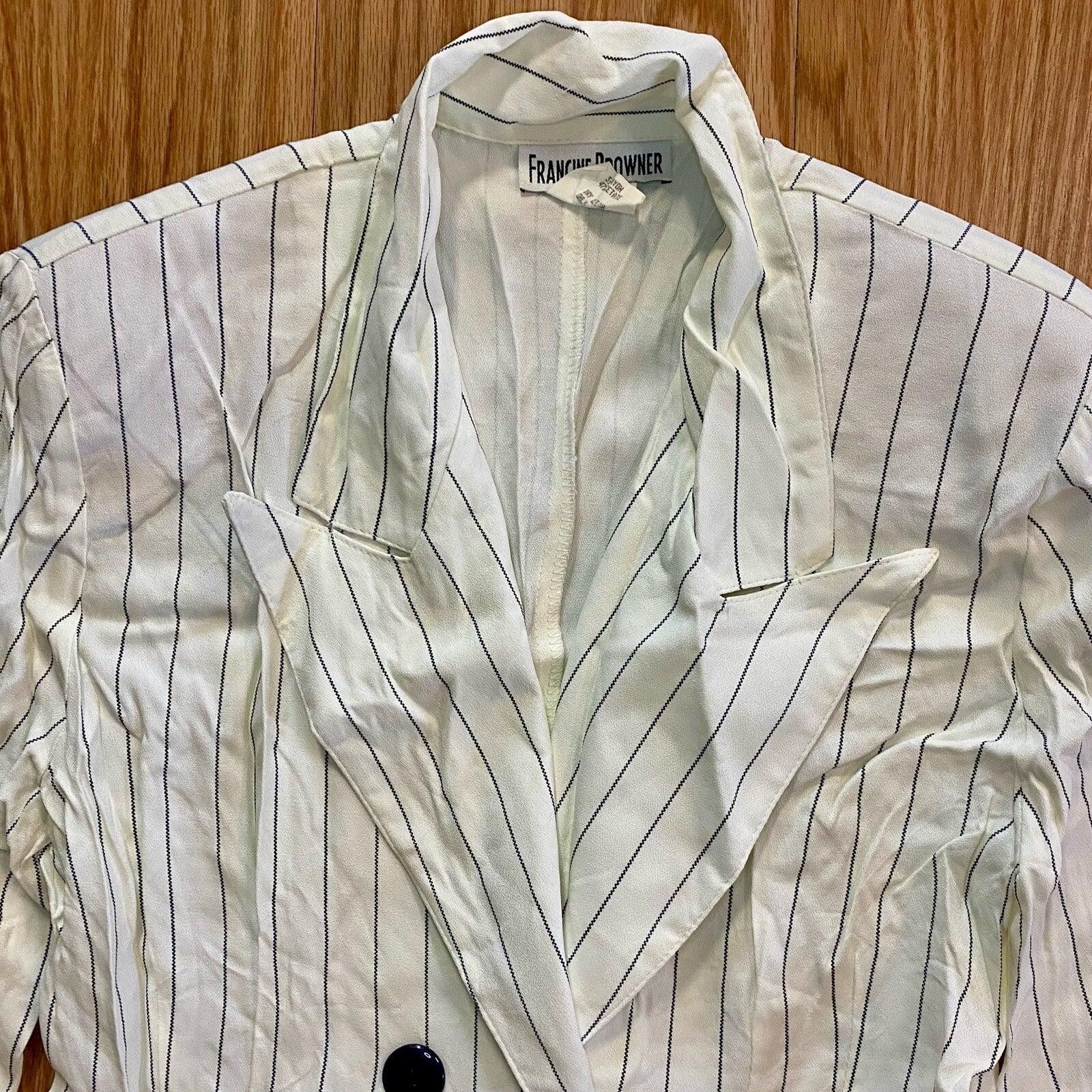 Other Francine Browner Vintage White Oversized Blazer Womens 6 Size M / US 6-8 / IT 42-44 - 3 Thumbnail