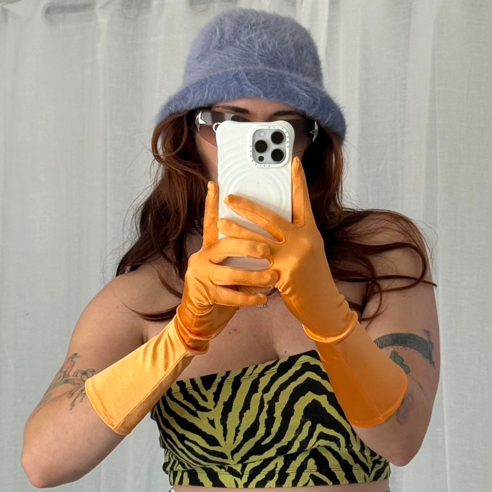 Other 𓆩♡𓆪 ORANGE SATIN SHORT GLOVES 𓆩♡𓆪 Size ONE SIZE - 4 Thumbnail
