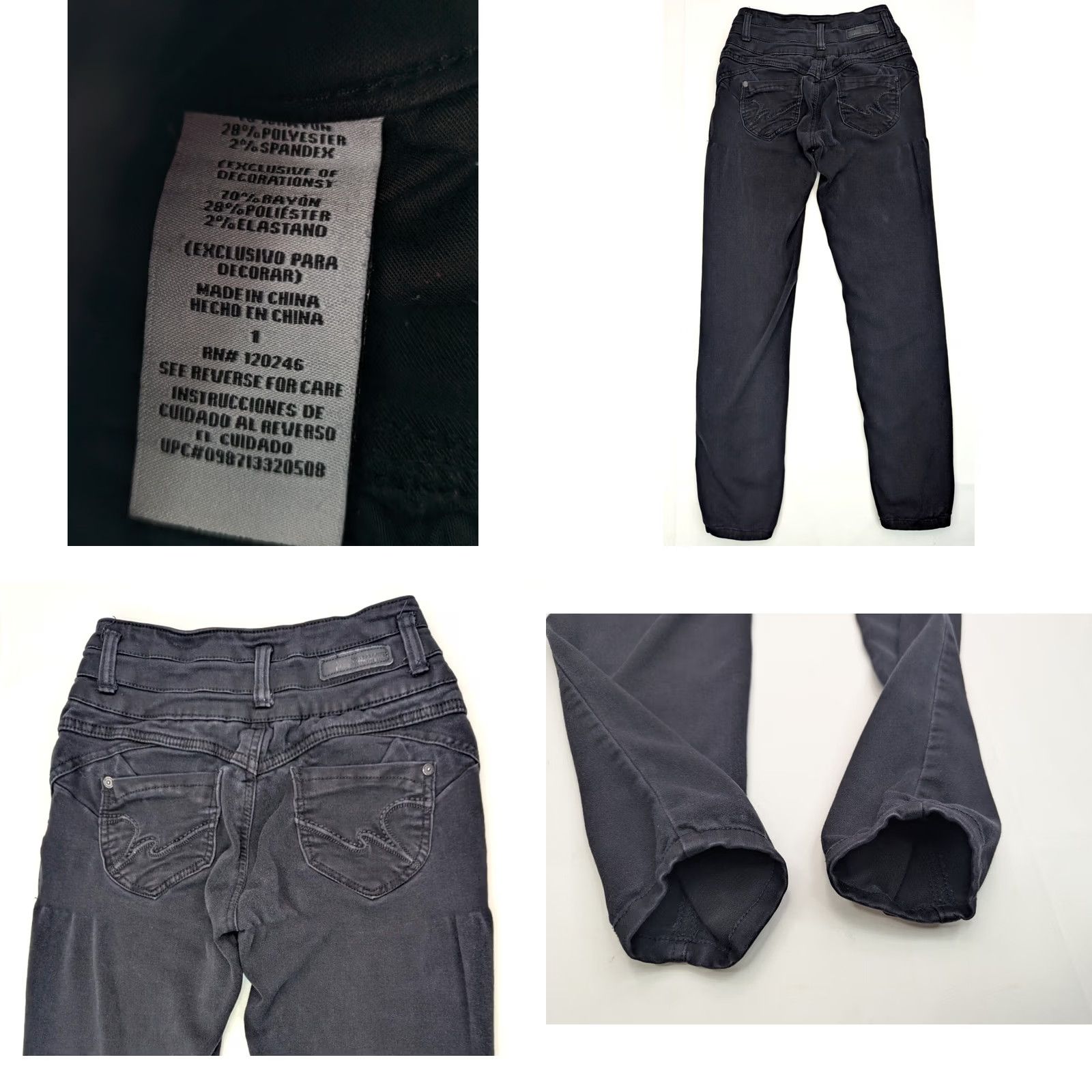 Vintage Wallflower Jeans Jegging Woman 1 Black Dark Wash 23x28 Denim 5-Pocket Classic Stretch Jeans Size 25" / US 0 / IT 36 - 8 Thumbnail