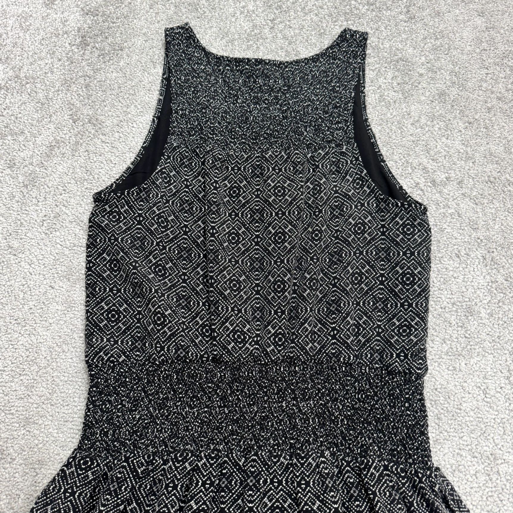 Joie JOIE Silk Geometric Smocked A-Line Mini Dress Women S Black Sleeveless Size S / US 4 / IT 40 - 3 Thumbnail
