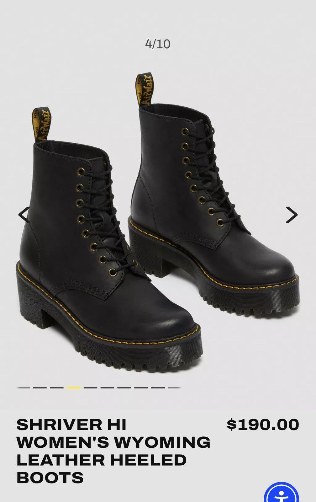 image of Dr Martens Shriver Hi Women's Wyoming Leather Heel Shoesed Boots in Black (Size 7)