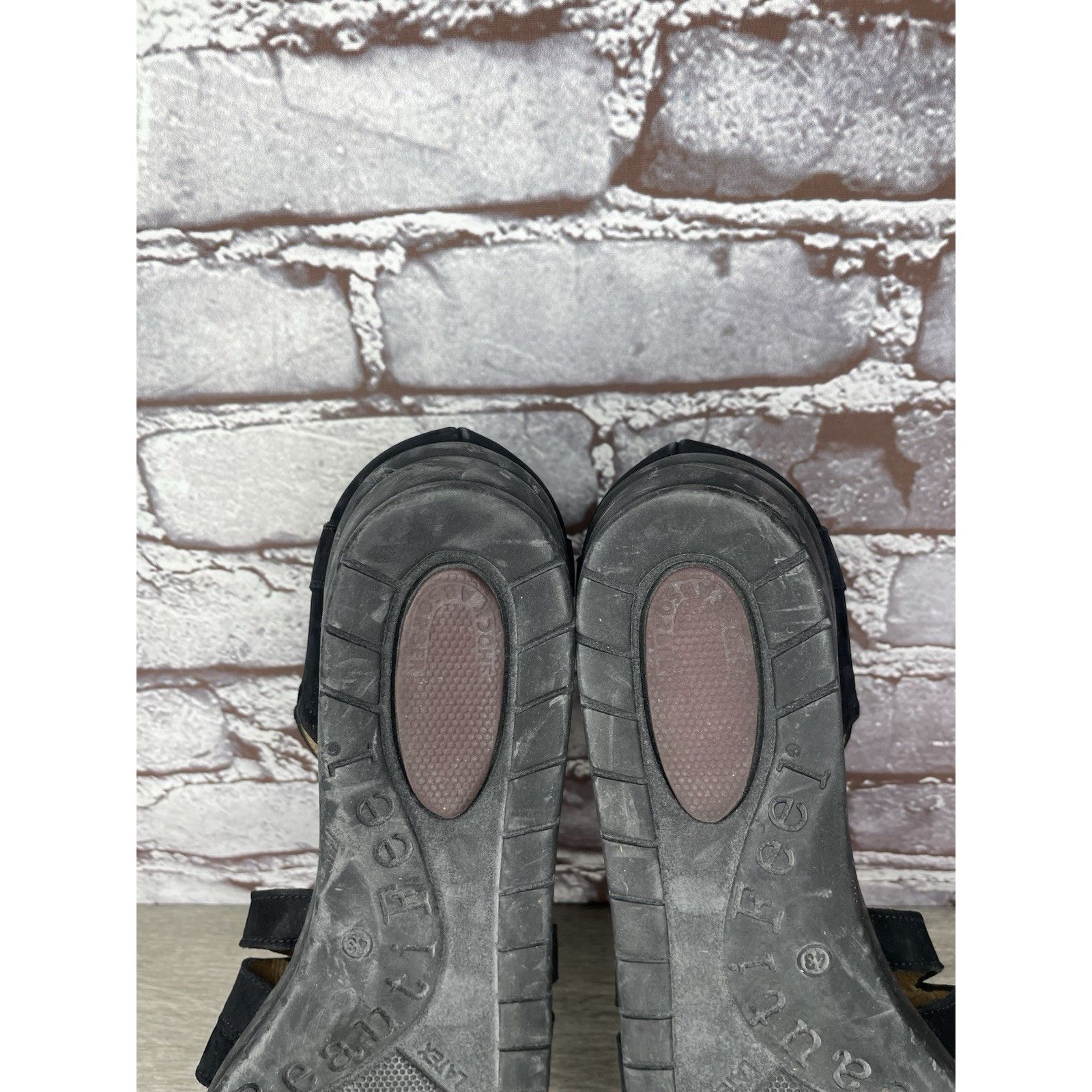 Beautiful Ful BeautiFeel Black Suede Leather Fisherman Strap Wedge Sandals Size US 12 / IT 42 - 21 Thumbnail