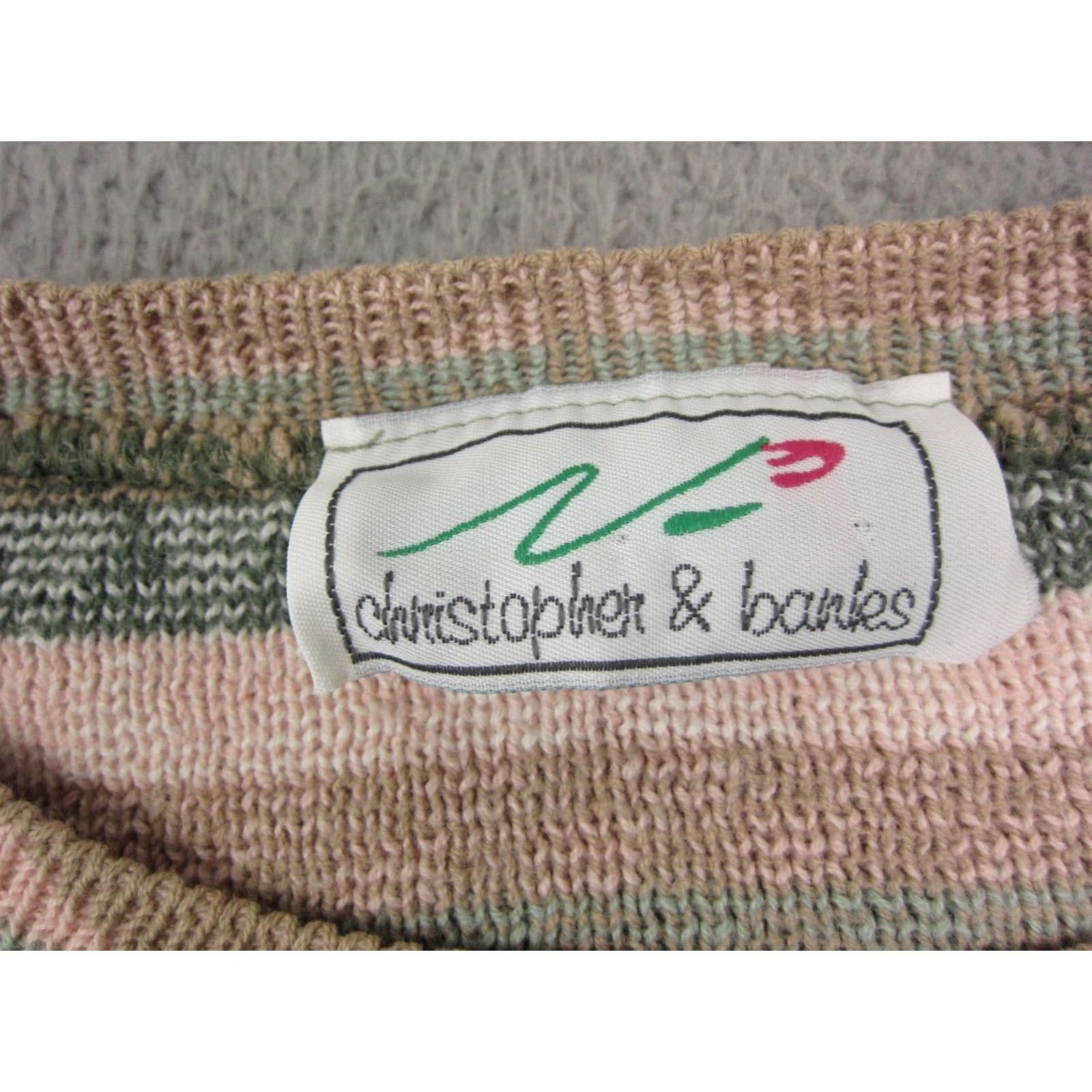 Vintage VINTAGE Christopher & Banks Sweater Womens Medium Green Pink Fair Isle Diamond 80s USA Size M / US 6-8 / IT 42-44 - 5 Thumbnail