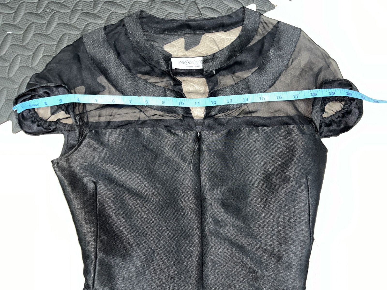 Yves Saint Laurent Black Satin & Organza Blouse Size XS / US 0-2 / IT 36-38 - 11 Thumbnail