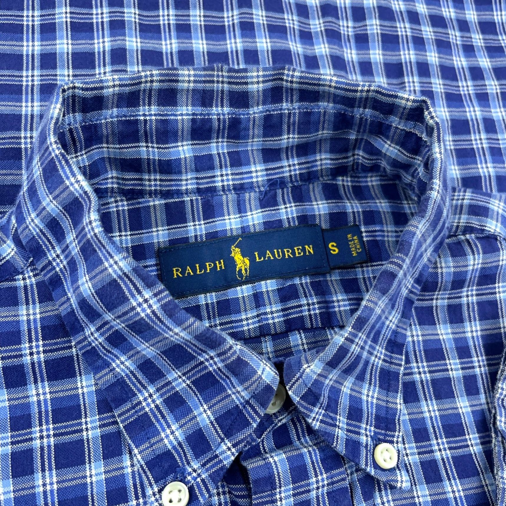 Ralph Lauren Ralph Lauren Shirt Men Small Blue Button Up Lightweight Plaid Oxford Cotton Button-Down Dress Casual Style Size 36R - 3 Thumbnail