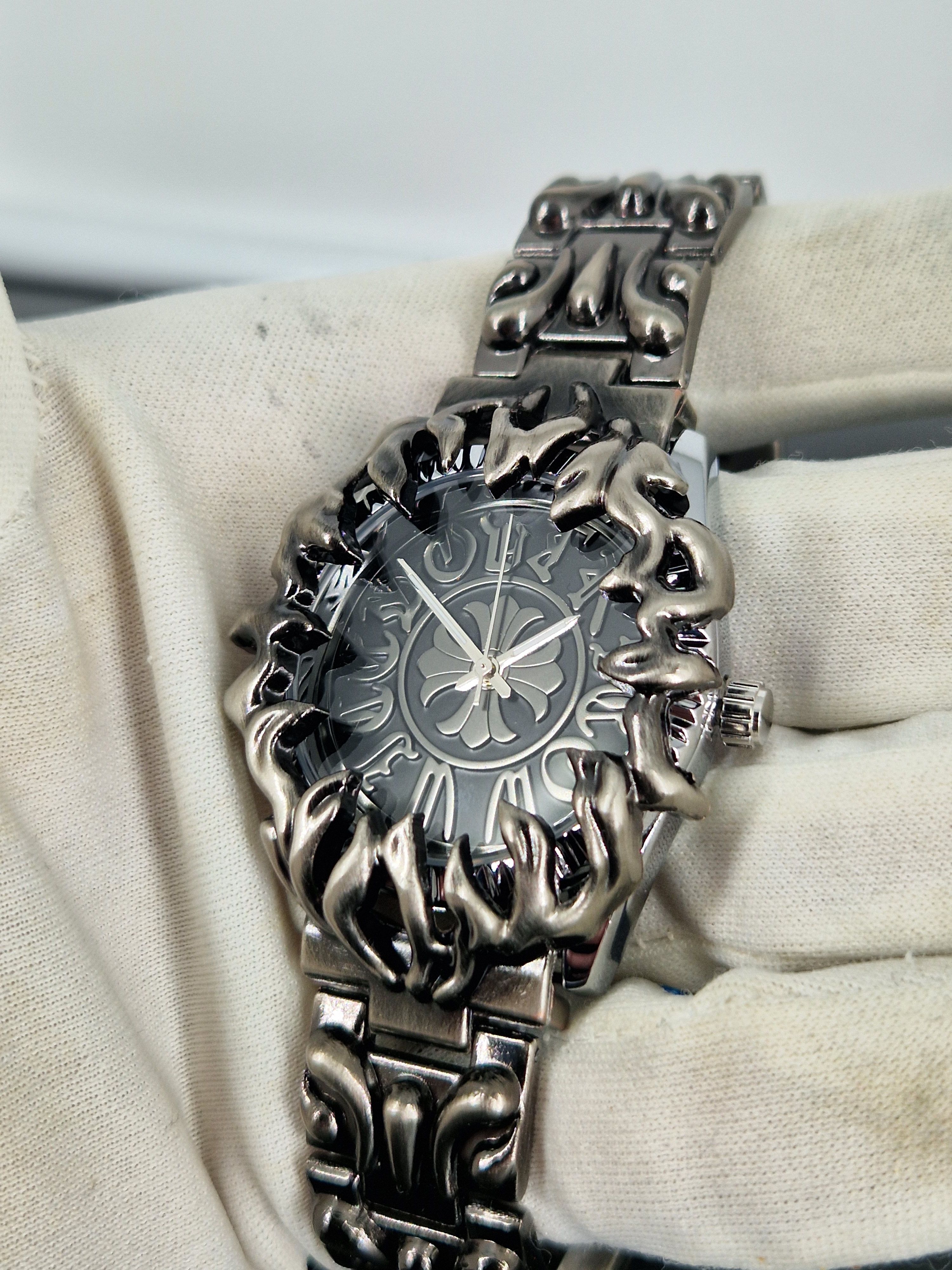 Other Y2K Opium Gothic Metal Chain Watch Flame Bracelet 40mm Size 40 - 6 Thumbnail