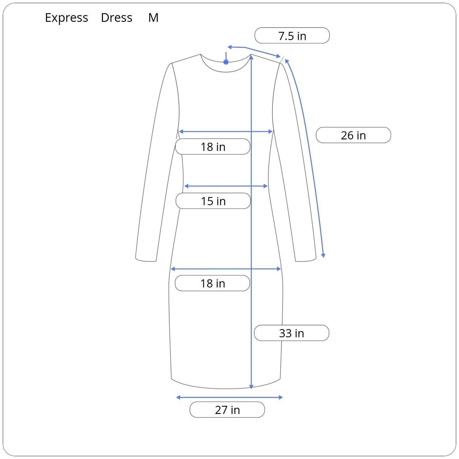 Express Express Long Sleeve Knee Length Dress Women Size Medium Size M / US 6-8 / IT 42-44 - 5 Thumbnail
