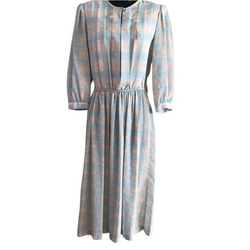 Vintage Vintage Jonathan Martin 1980s Light Blue Plaid Dress Sz Med Size M / US 6-8 / IT 42-44 - 1 Thumbnail